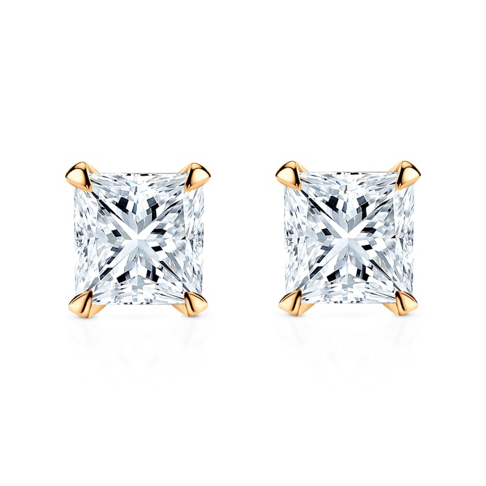 Kolczyki Share Your Love: złote, diamenty laboratoryjne w szlifie princessa