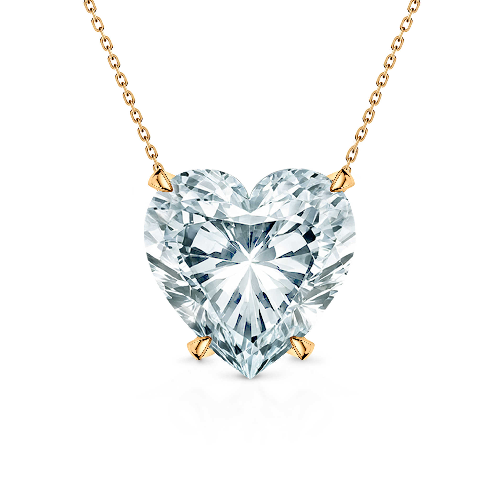 Zlatna ogrlica 585 s laboratorijskim bijelim dijamantom 0.5ct u obliku srca 48 cm