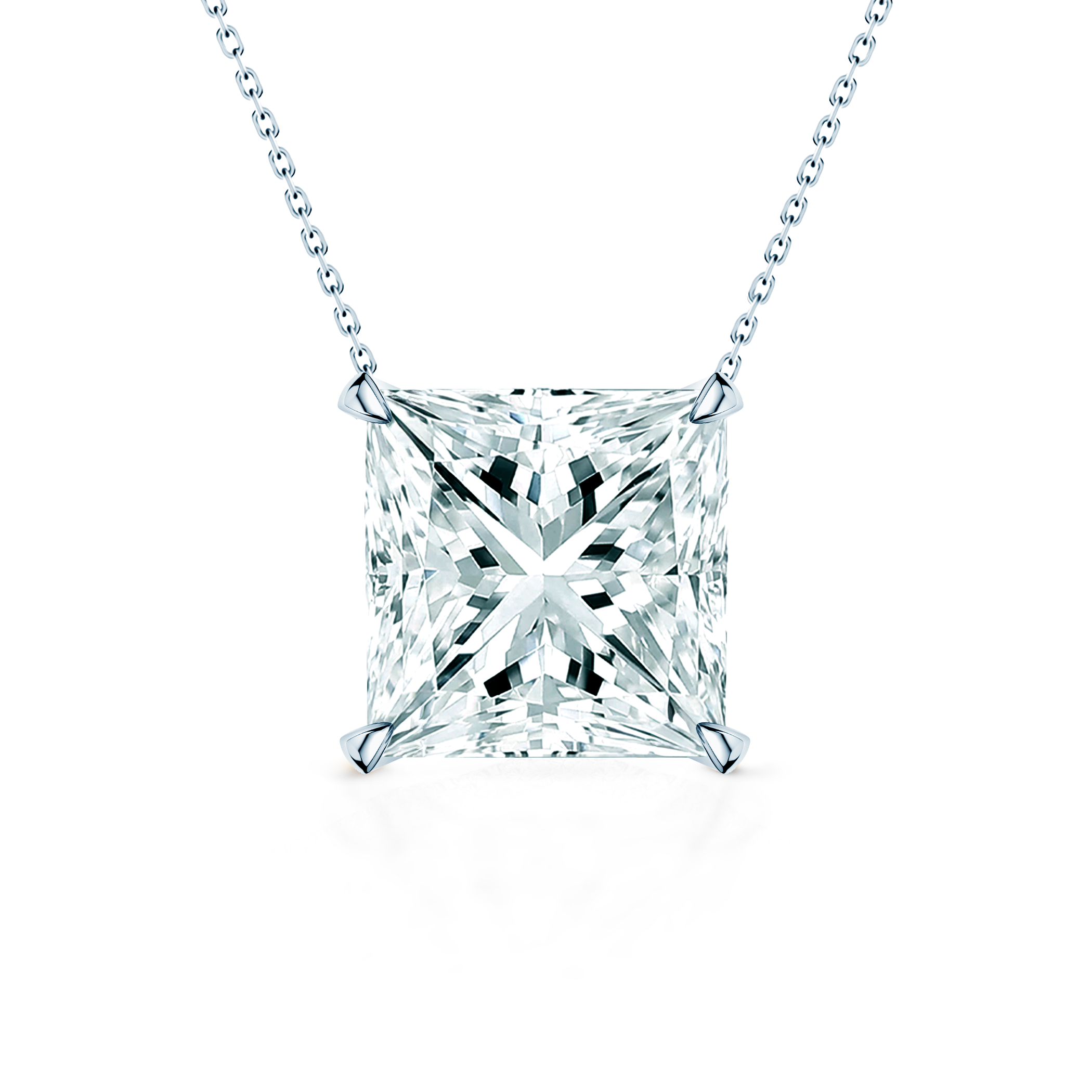 Ogrlica od bijelog zlata 585 s laboratorijskim bijelim dijamantom 0.5ct princess brus 48 cm