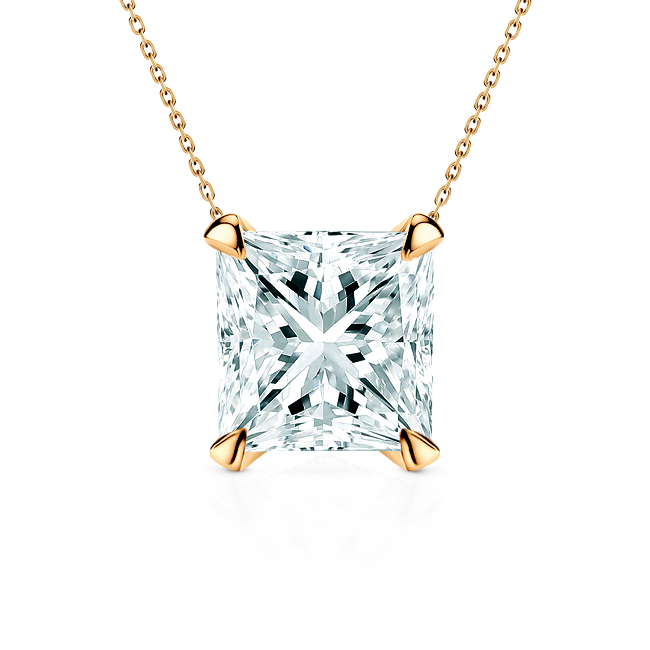 Naszyjnik Share Your Love: złoty, diament laboratoryjny w szlifie princessa