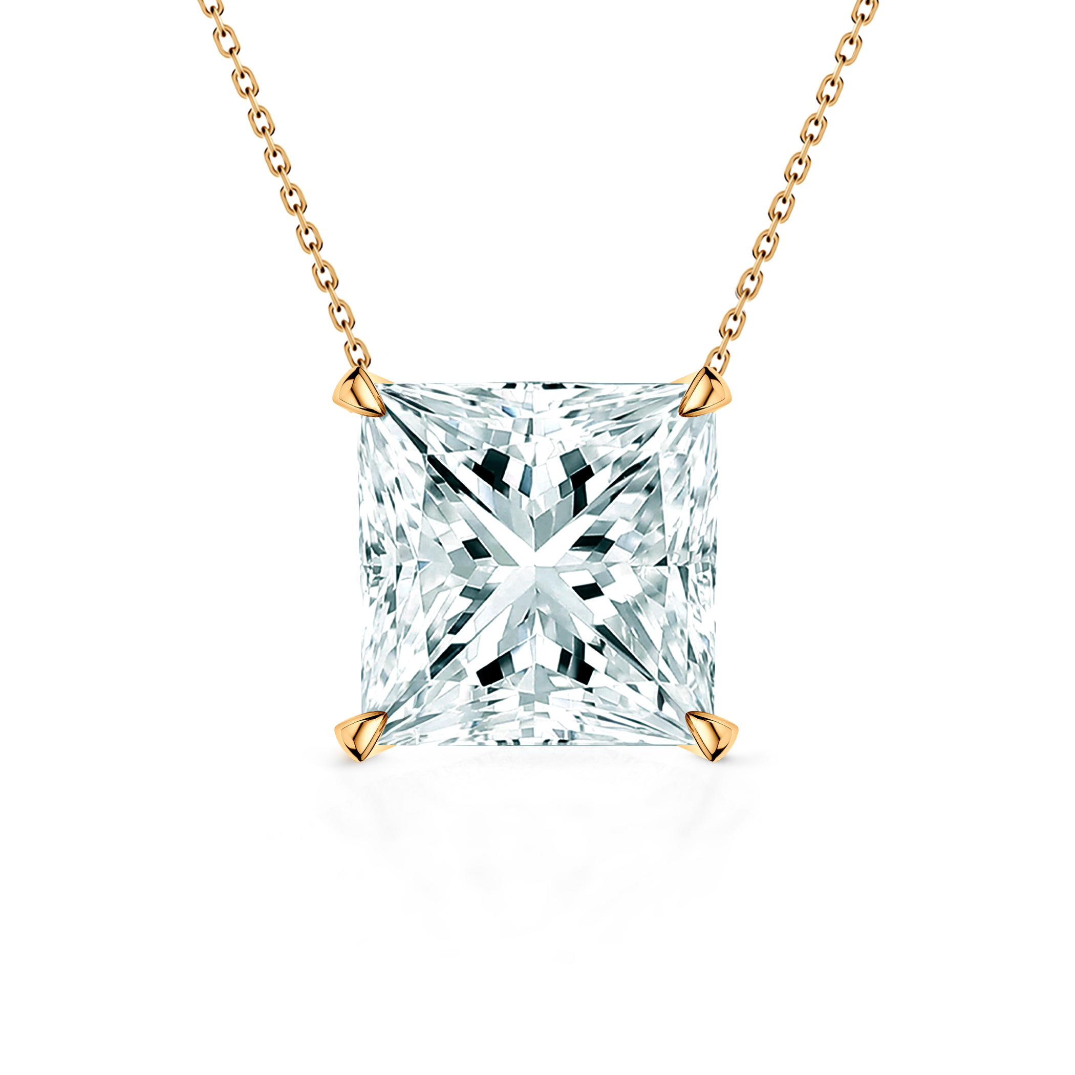 Naszyjnik Share Your Love: złoty, diament laboratoryjny w szlifie princessa