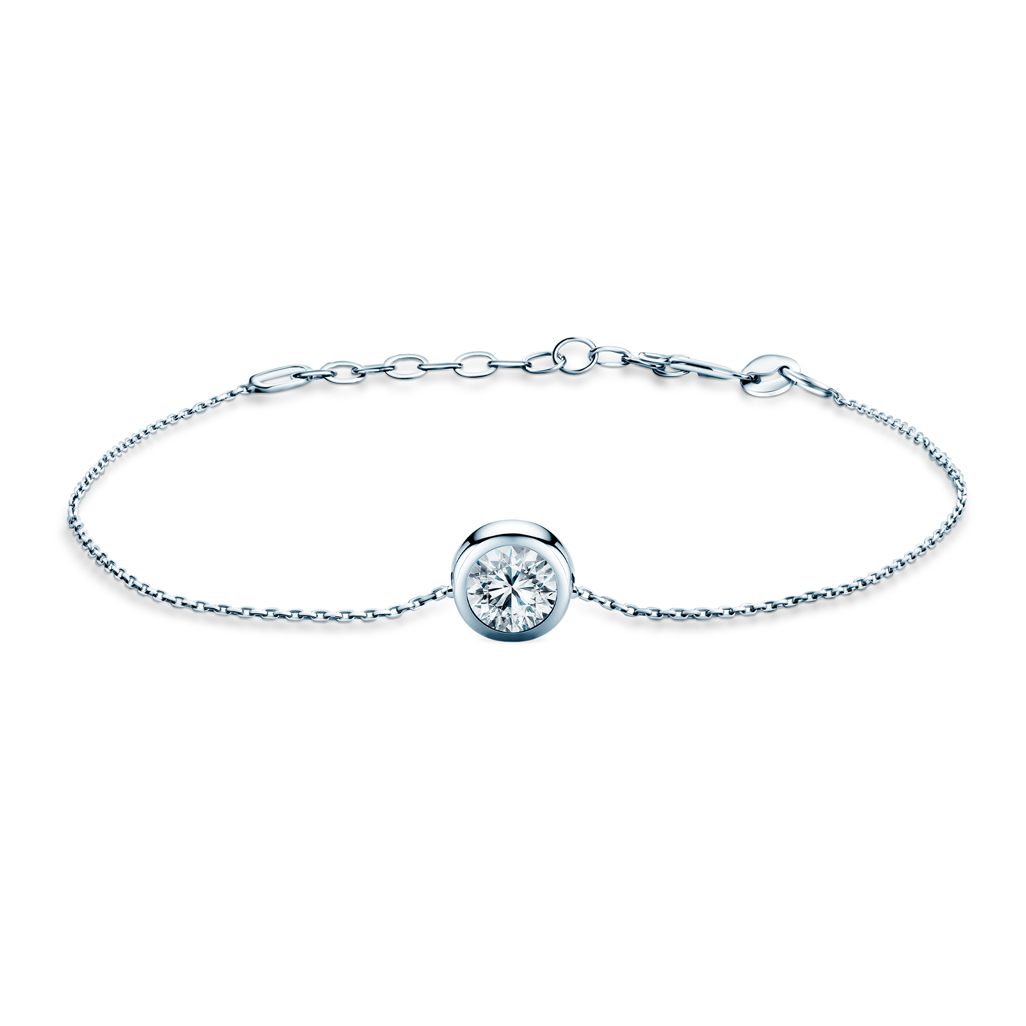 Bransoletka celebrytka z białego złota 585 z białym diamentem laboratoryjnym 0.5ct 18+3cm