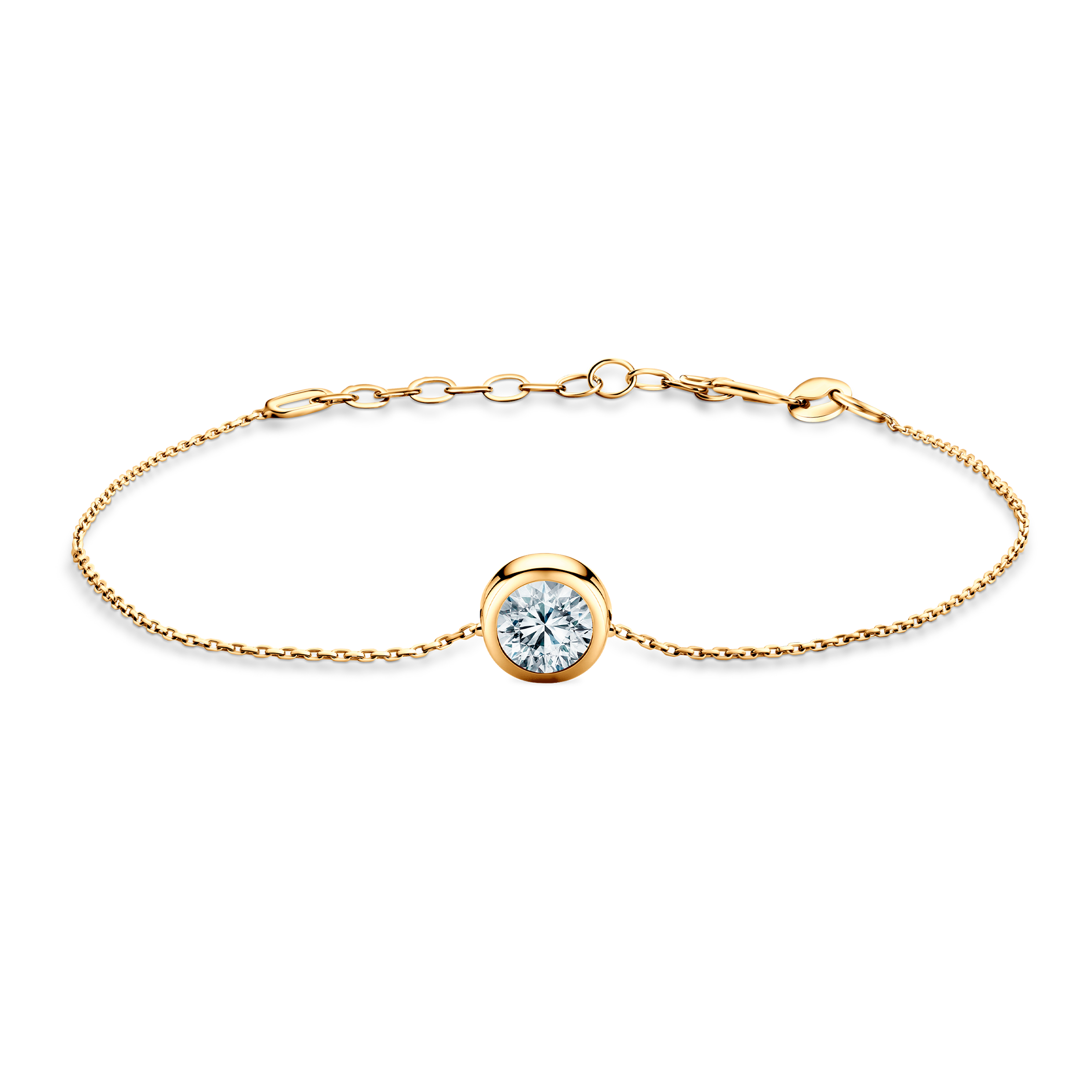 Bransoletka celebrytka złota 585 z białym diamentem laboratoryjnym 0.5ct 18+3cm