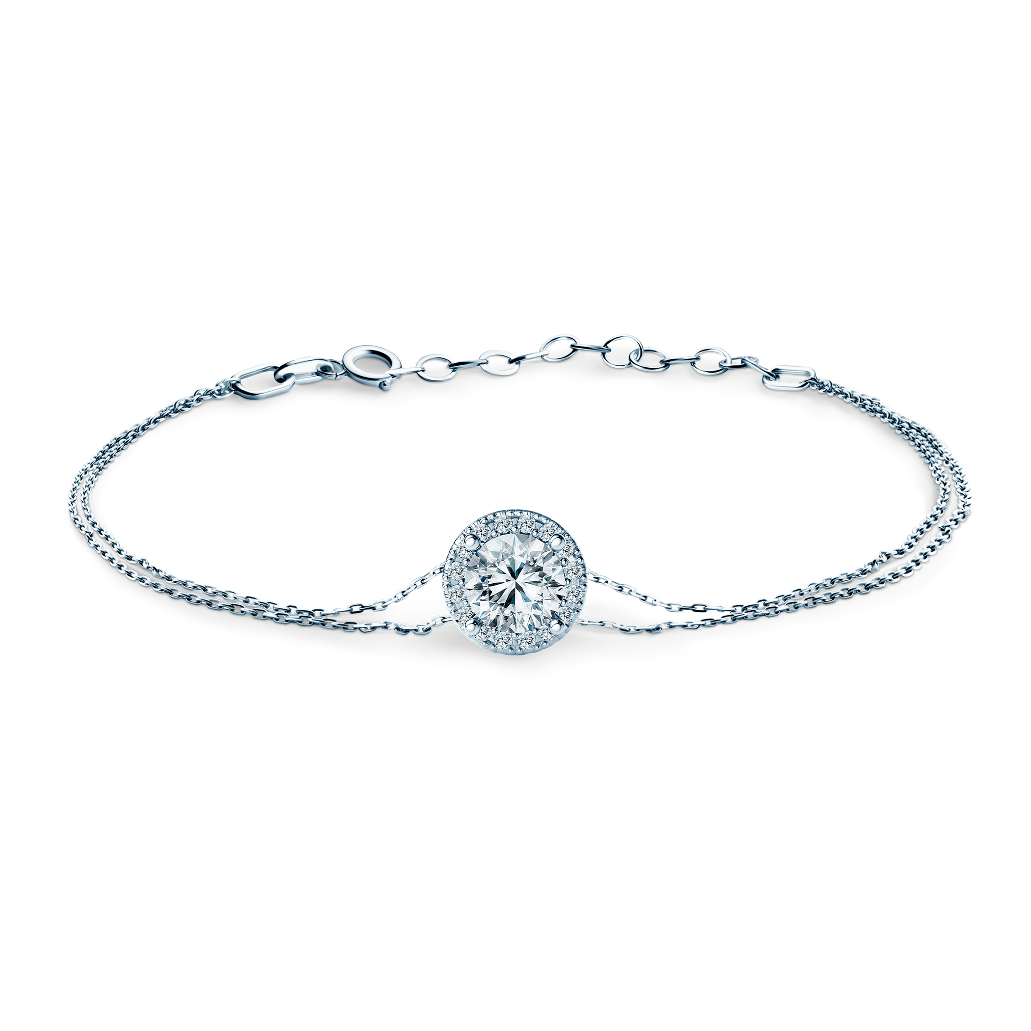 Bransoletka celebrytka z białego złota 585 z białym diamentem laboratoryjnym 0.5ct 18+3cm