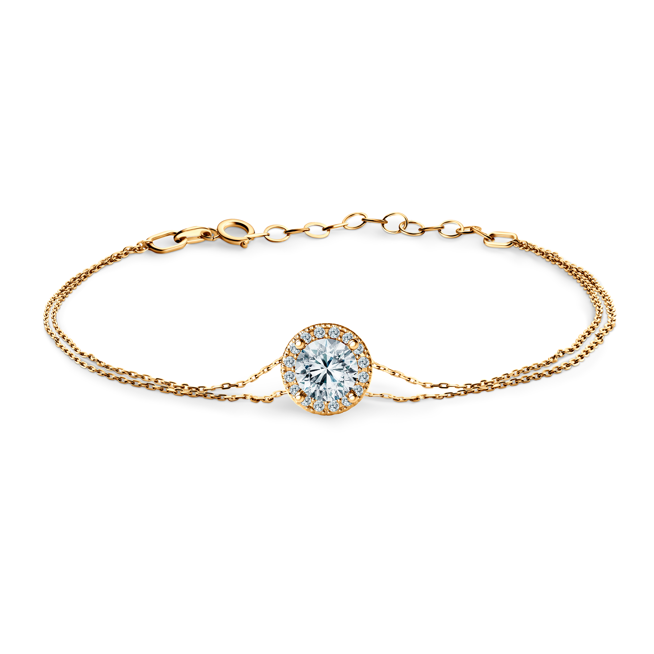 Bransoletka celebrytka złota 585 z białym diamentem laboratoryjnym 0.5ct 18+3cm