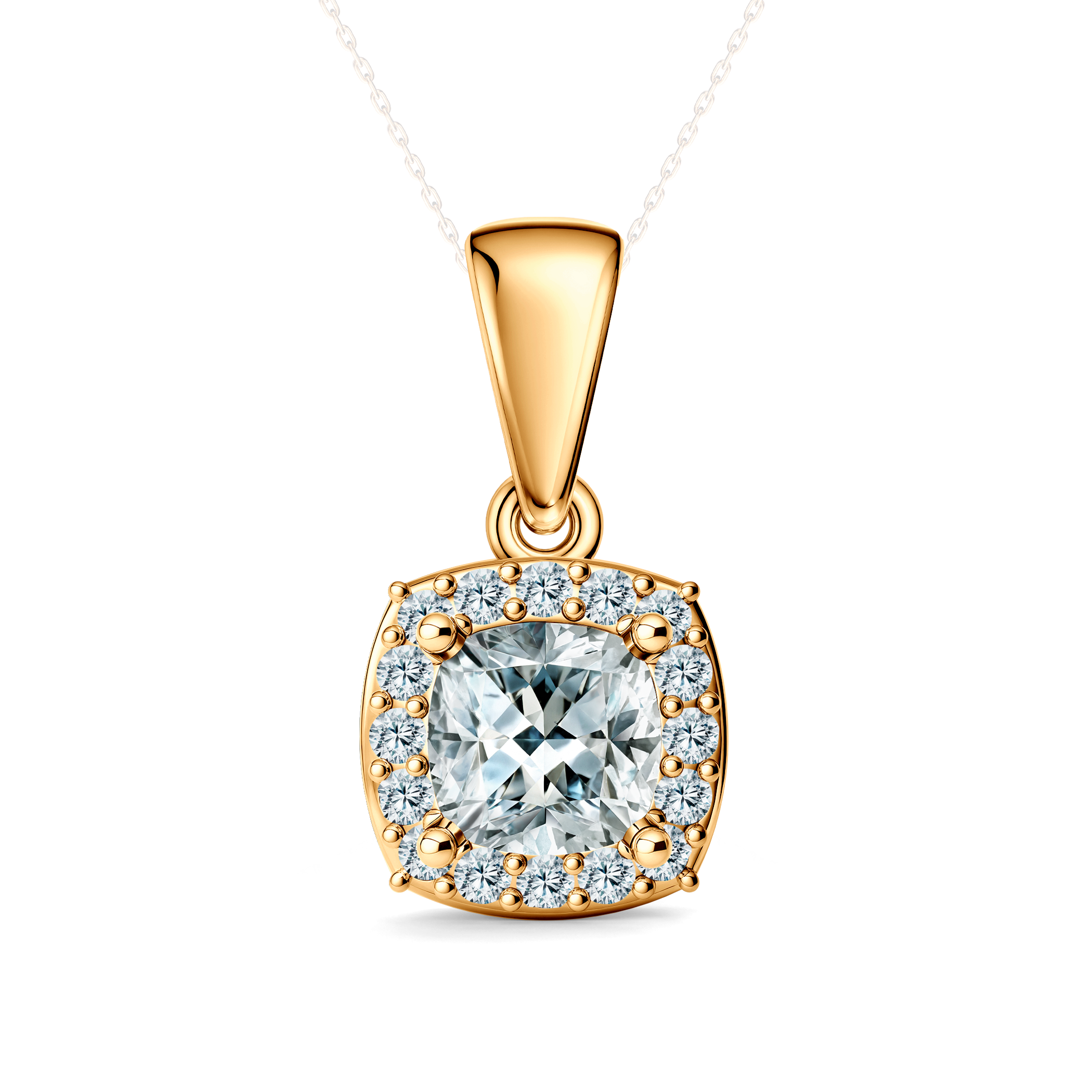 Zawieszka This is Love: złota, diamenty laboratoryjne w szlifie poduszkowym