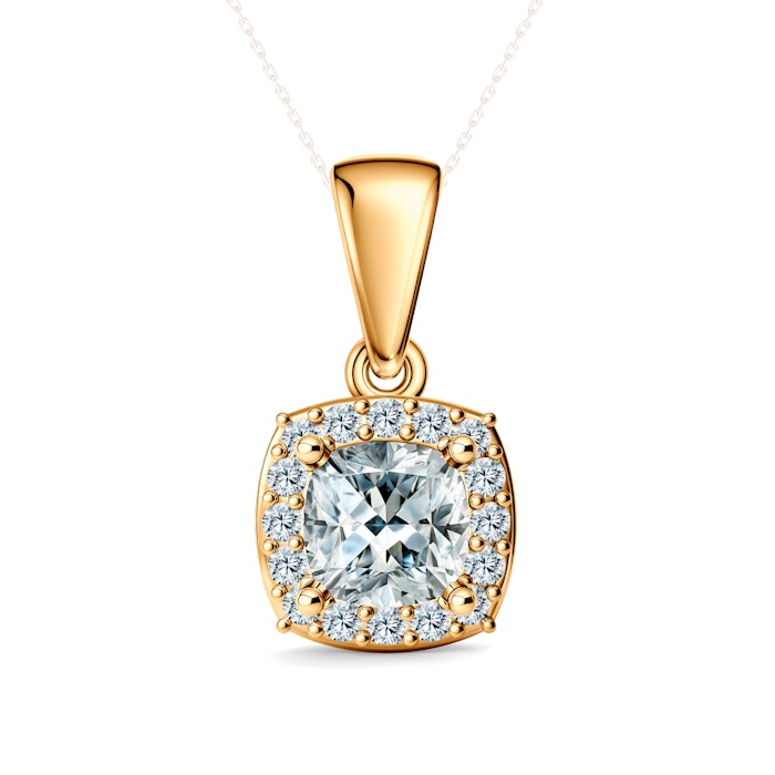 Zawieszka This is Love: złota, diamenty laboratoryjne w szlifie poduszkowym