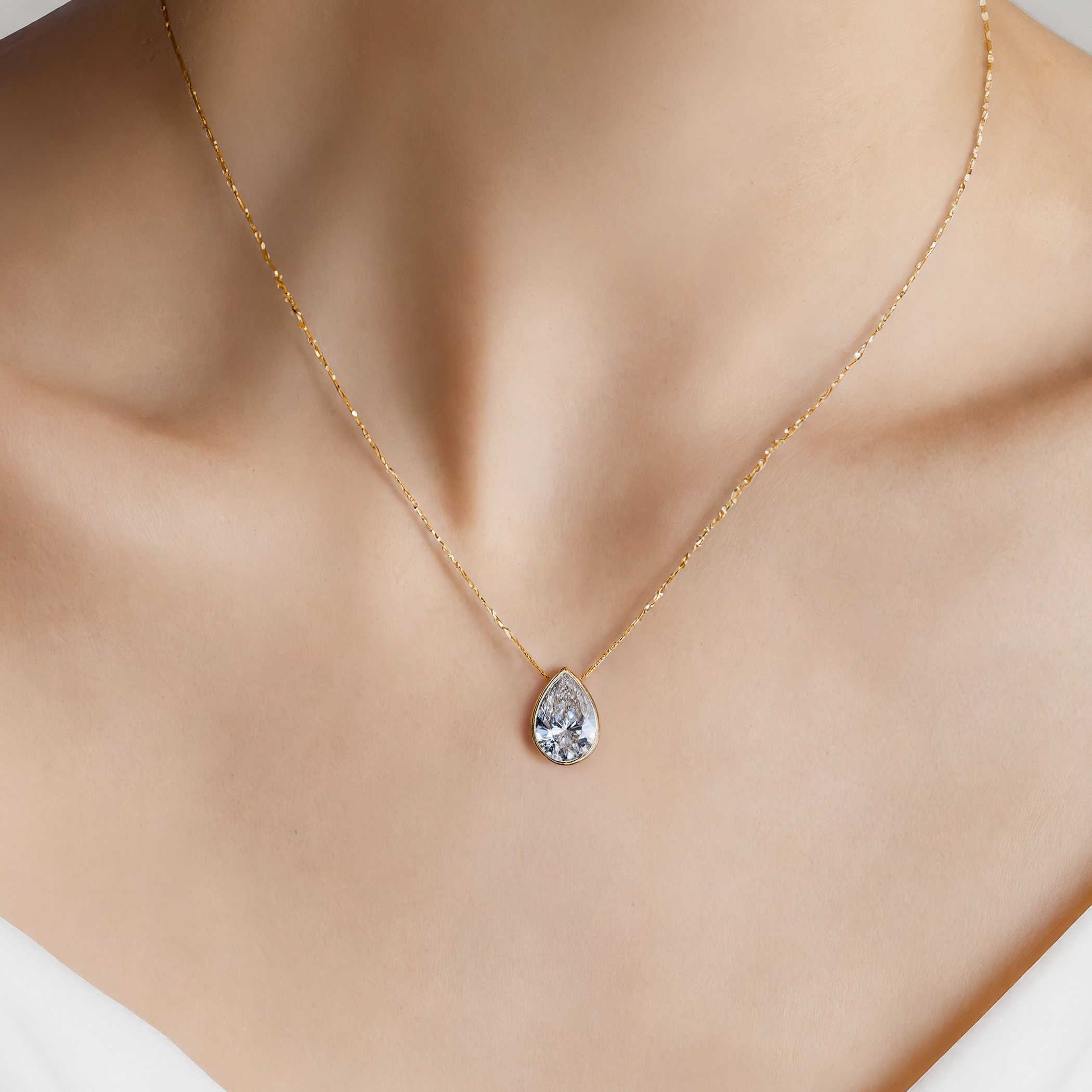 Naszyjnik złoty 585 z białym diamentem 0.08ct 42 cm - 5