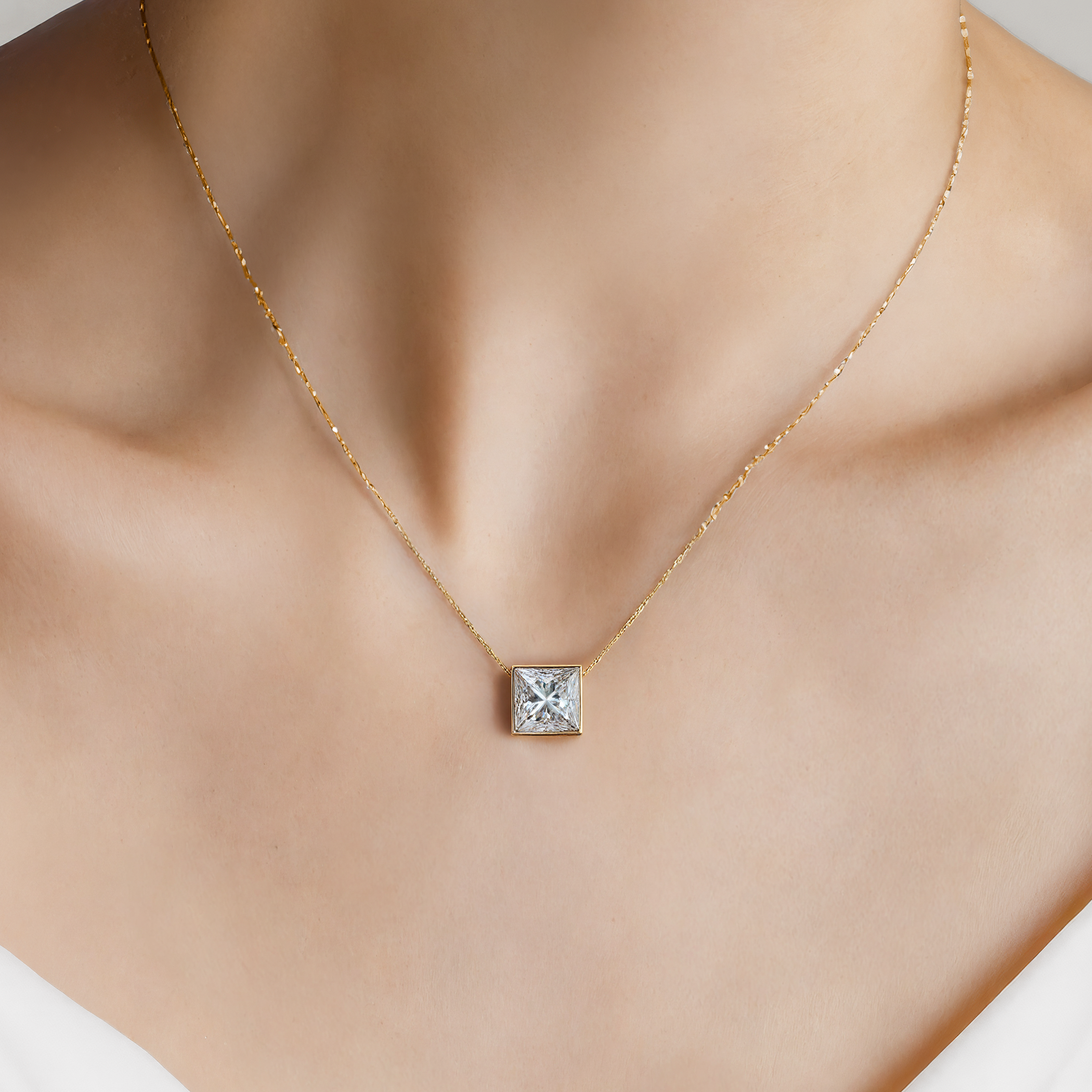 Naszyjnik złoty 585 z białym diamentem 0.08ct 42 cm - 5