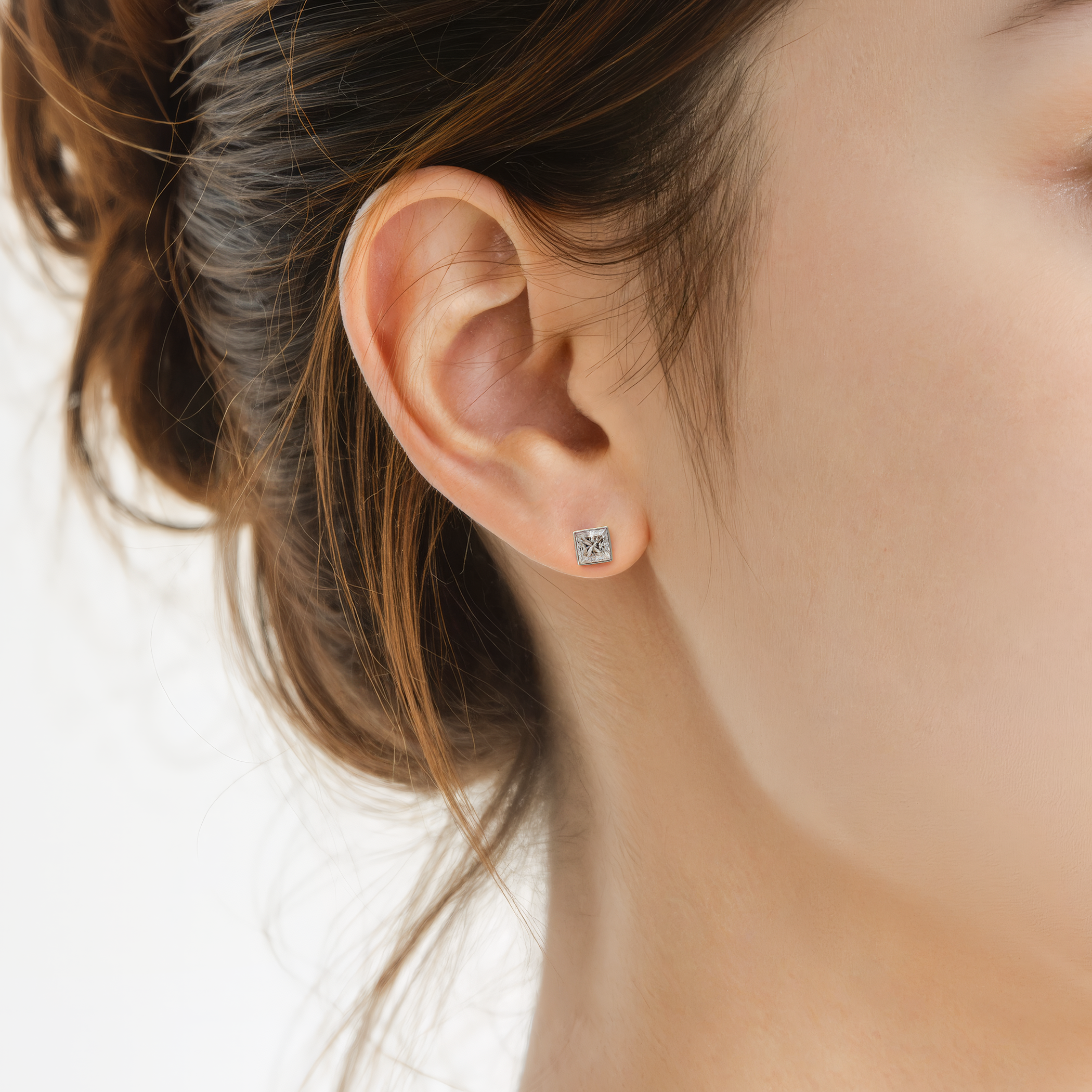 Ohrringe Pure: Weißgold, Labordiamanten, Princess-Schliff