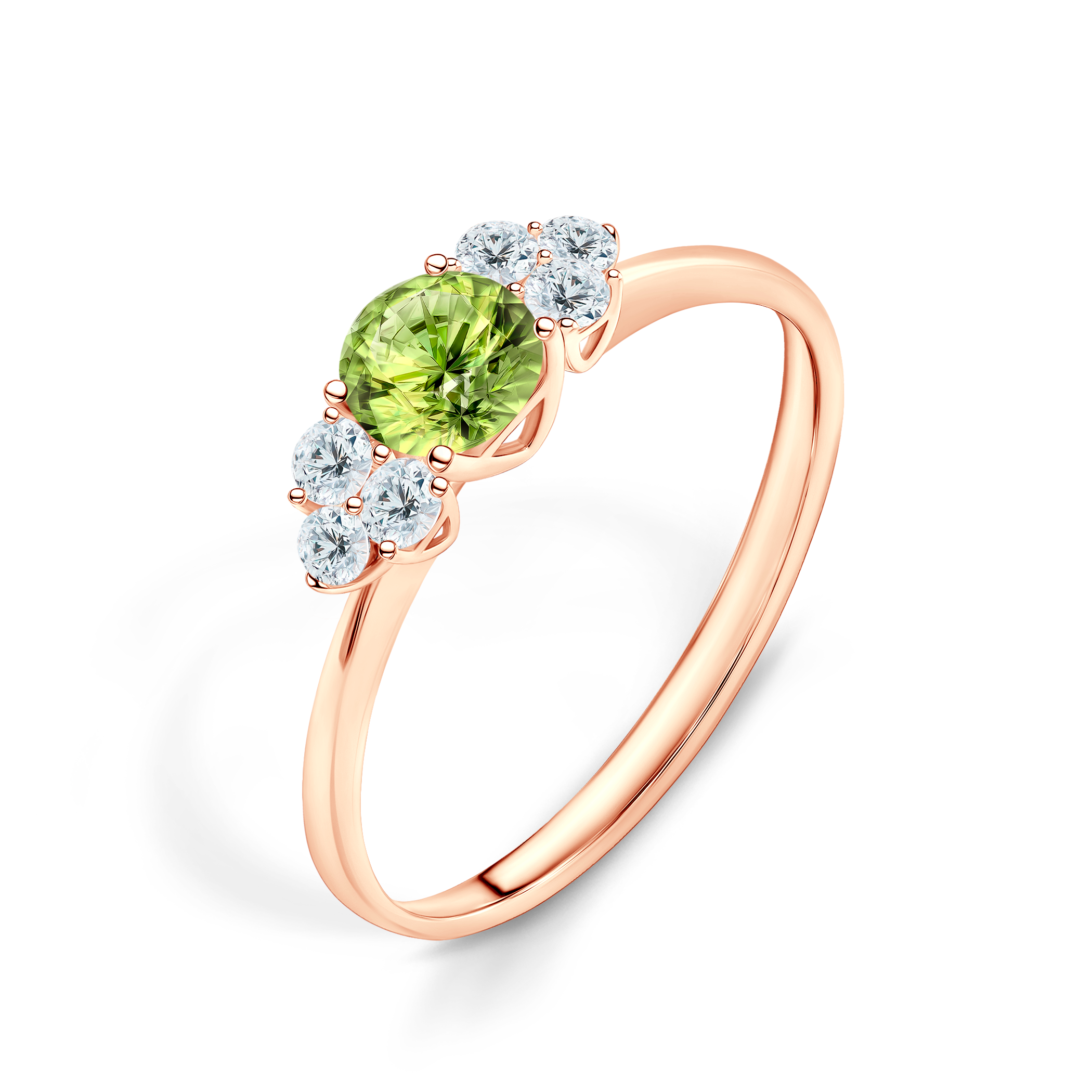 Pierścionek zaręczynowy Fairytale: różowe złoto, oliwin