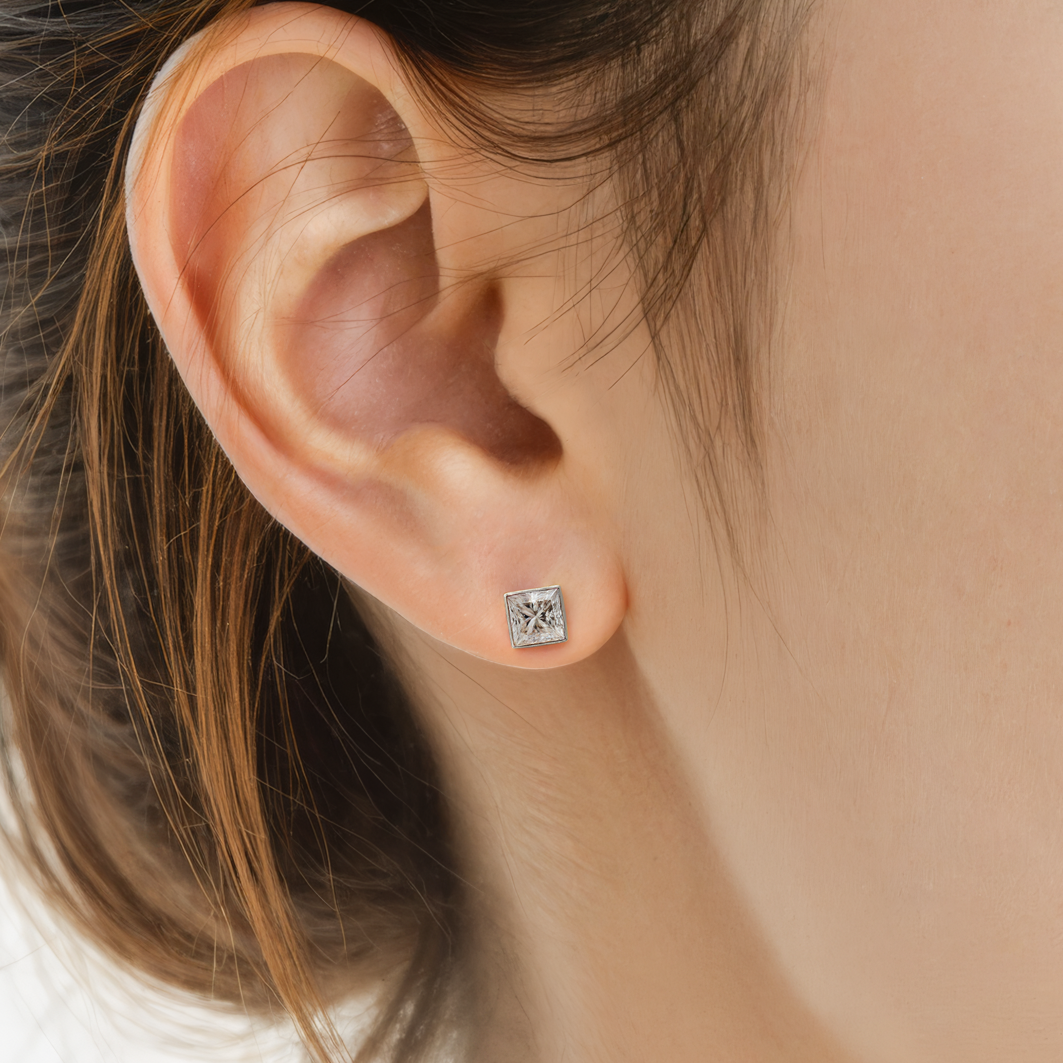 Ohrringe Pure: Weißgold, Labordiamanten, Princess-Schliff