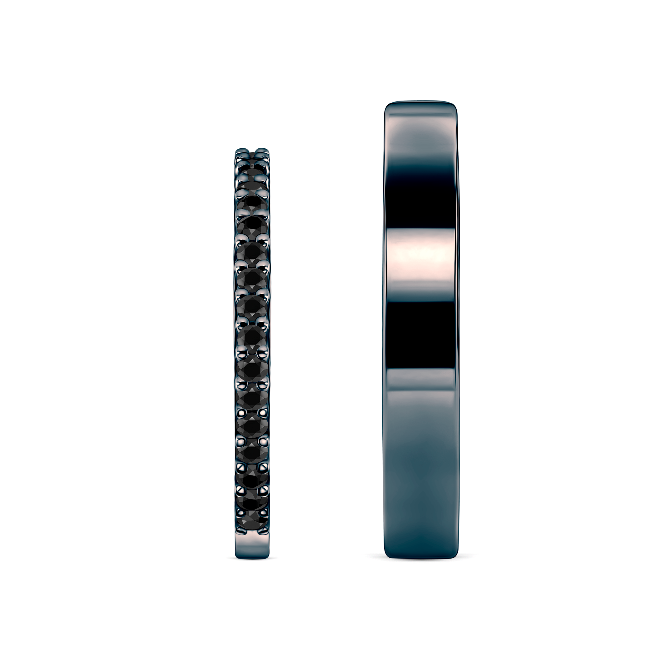 Trauringe Share Your Love: schwarzes Gold, schwarzer Diamant, flach, 1,5 mm und 3 mm - 4