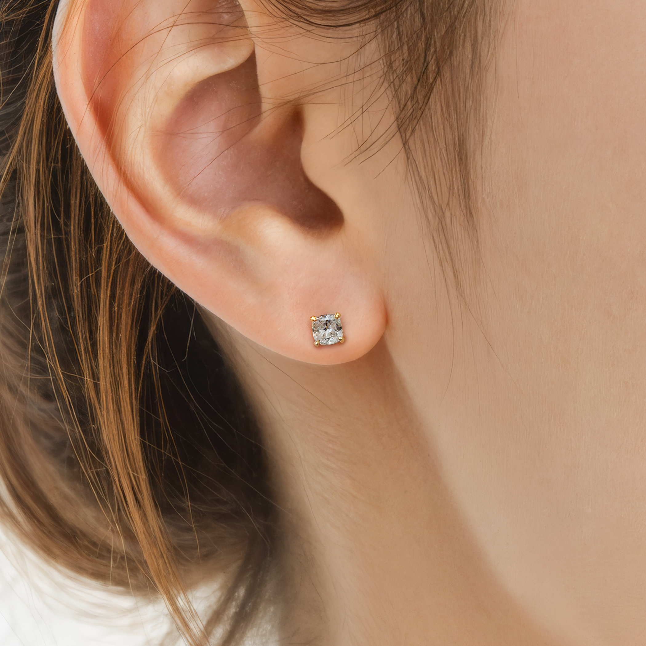 Kolczyki Share Your Love: złote, diamenty w szlifie poduszkowym - 5