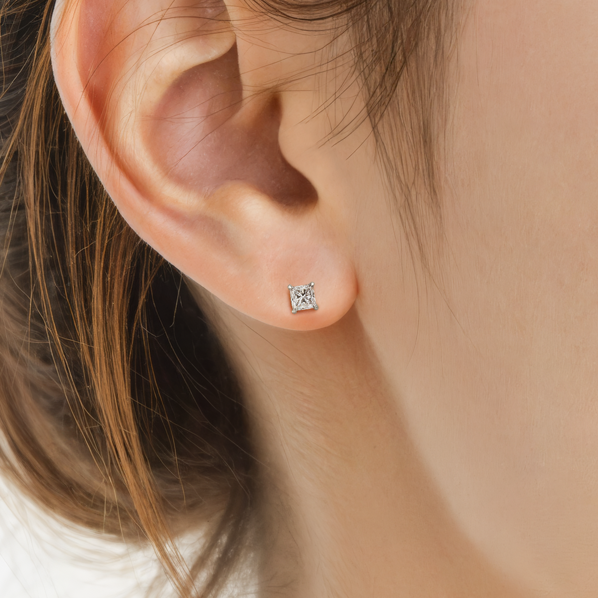 Kolczyki Share Your Love: białe złoto, diamenty w szlifie princessa - 4