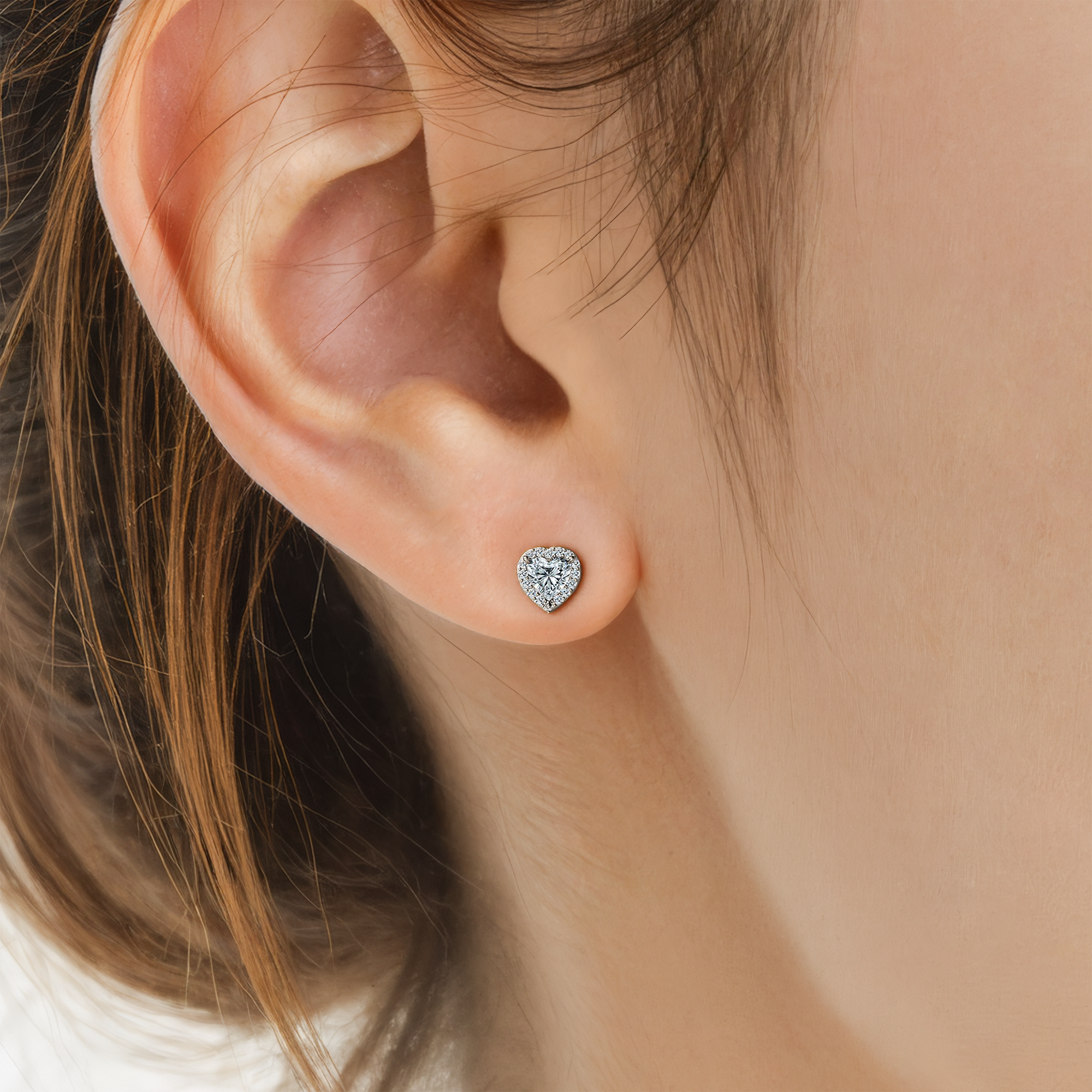 Kolczyki This is Love: białe złoto, diamenty w szlifie serce - 5