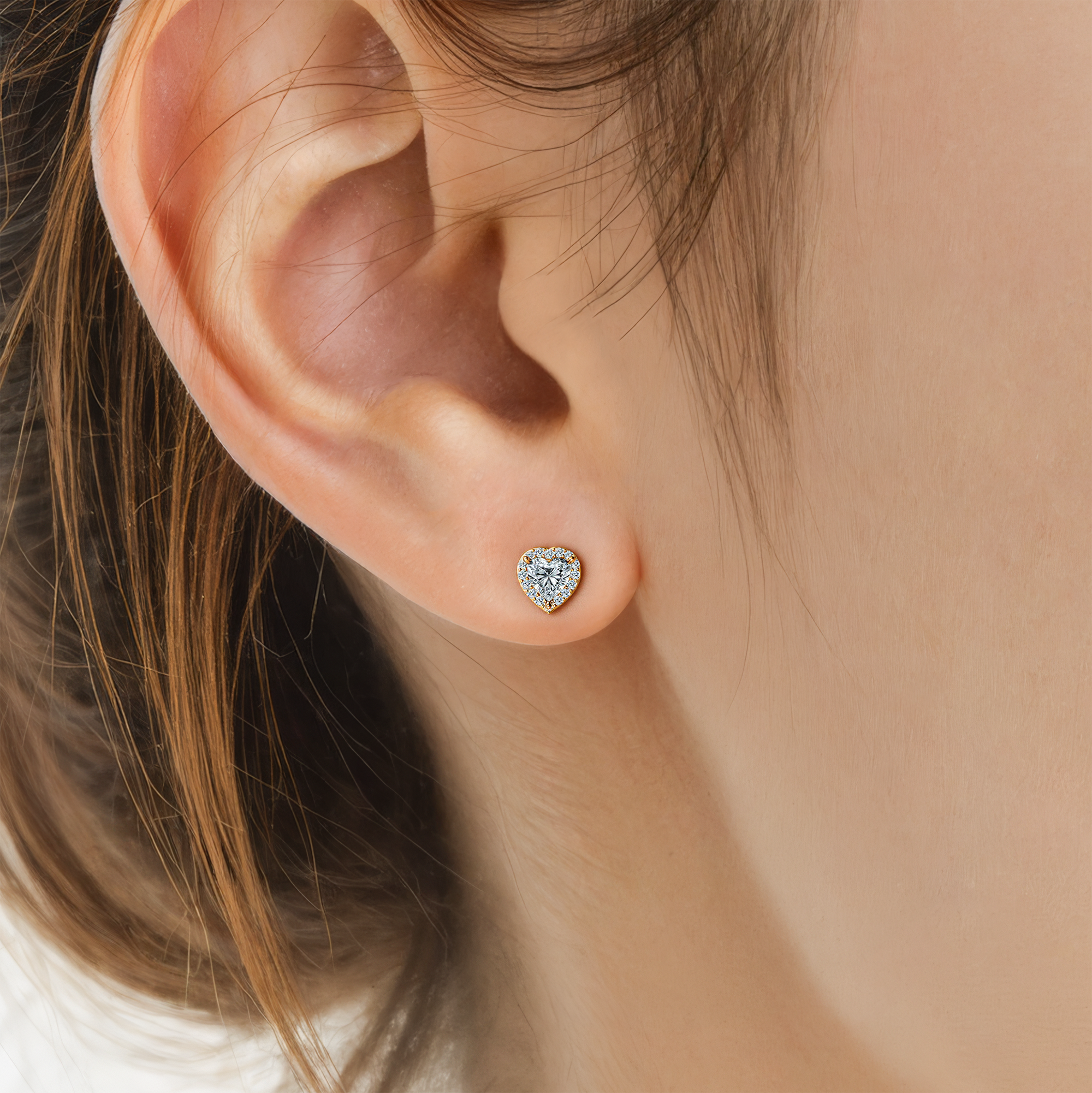 Kolczyki This is Love: złote, diamenty w szlifie serce - 5