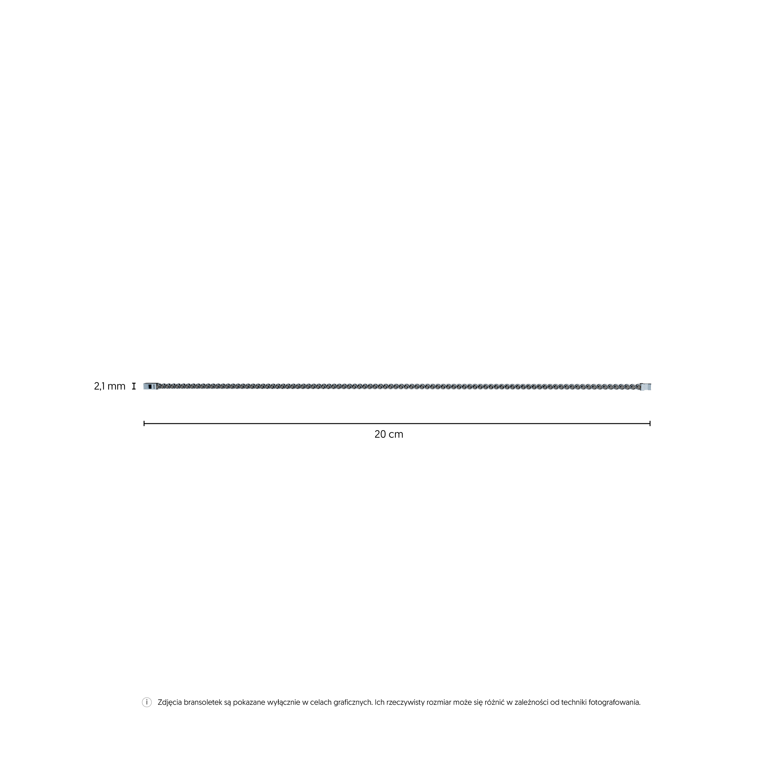Bransoletka tenisowa SAVICKI 2,1mm: białe złoto 585, cyrkonie