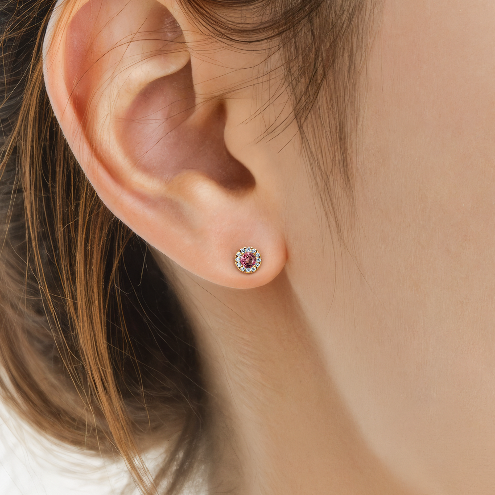 Kolczyki This is Love: złote, różowe diamenty laboratoryjne, diamenty laboratoryjne