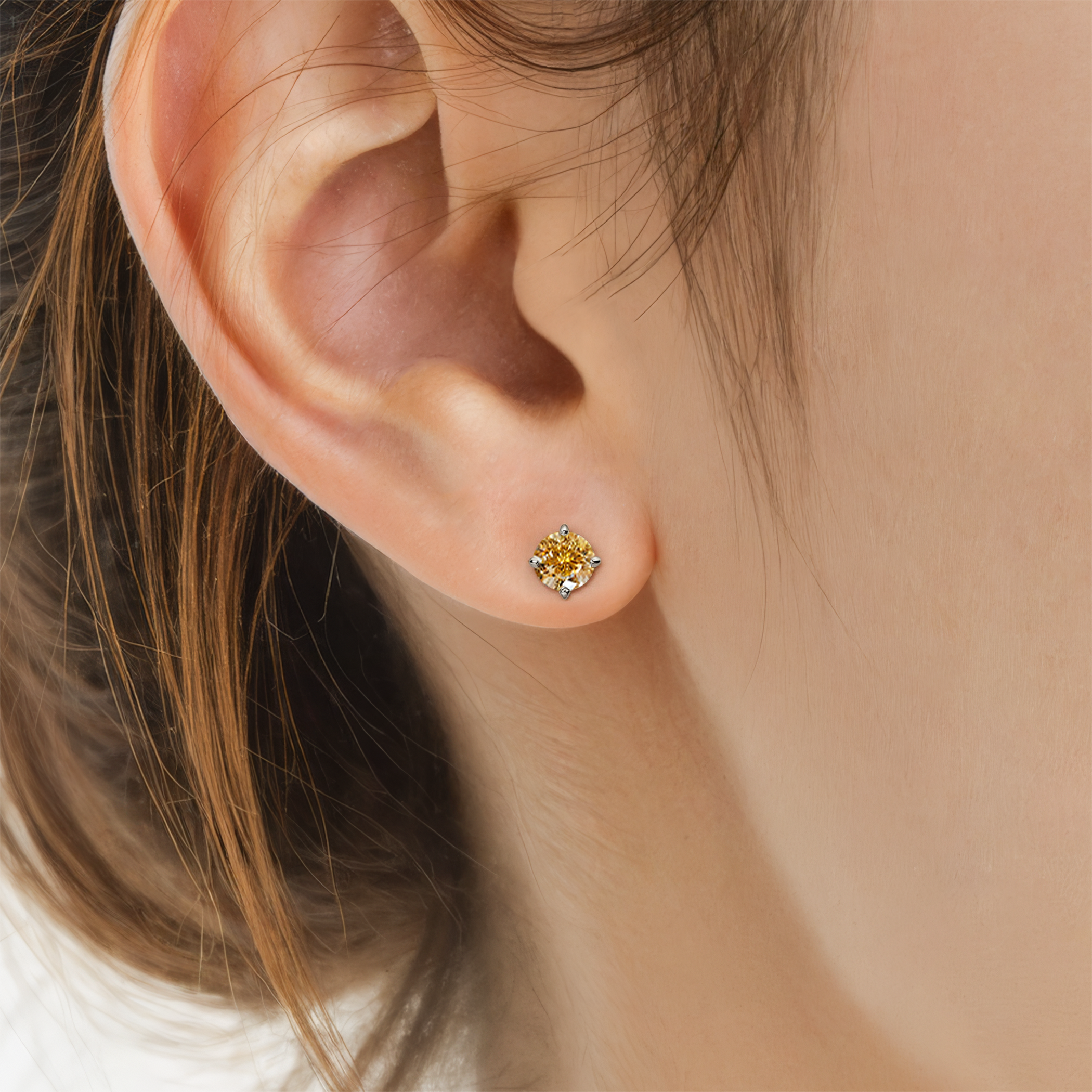 Ohrringe The Light: Weißgold, gelbe Labordiamanten