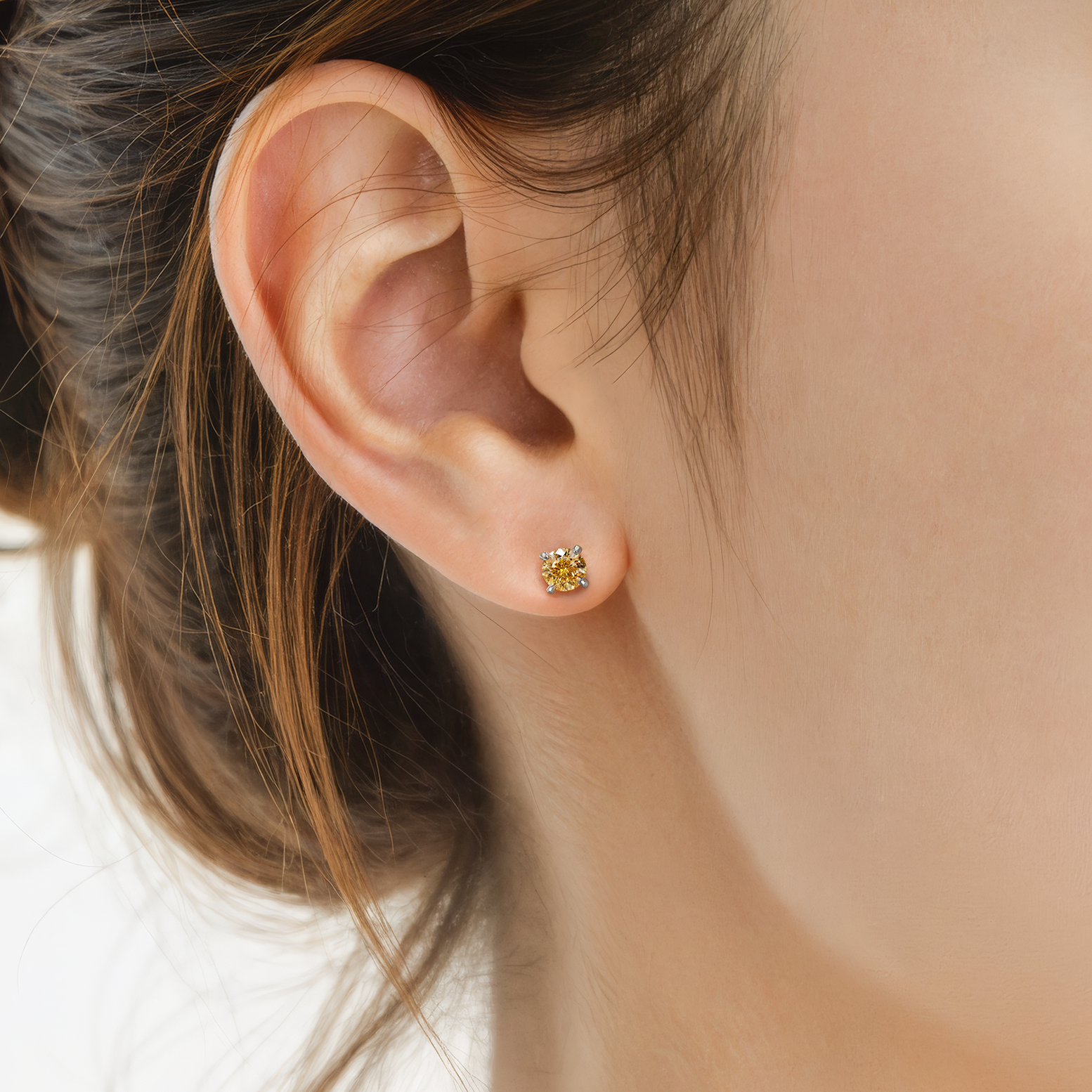 Kolczyki Share Your Love: białe złoto, żółte diamenty laboratoryjne