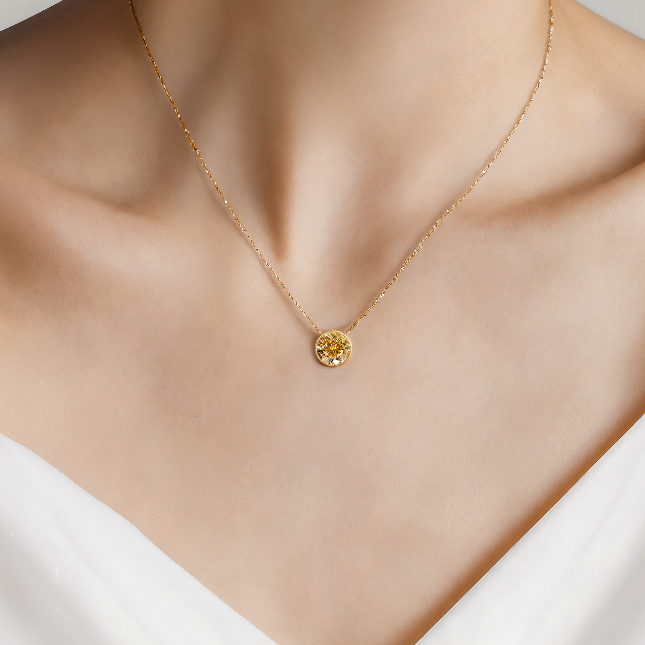 Naszyjnik The Journey: złota, żółty diament laboratoryjny
