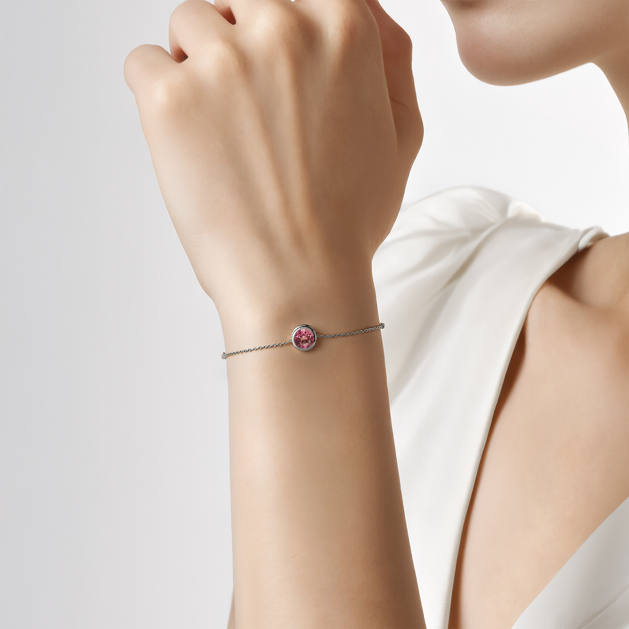 Bransoletka The Journey: białe złoto, różowy diament laboratoryjny