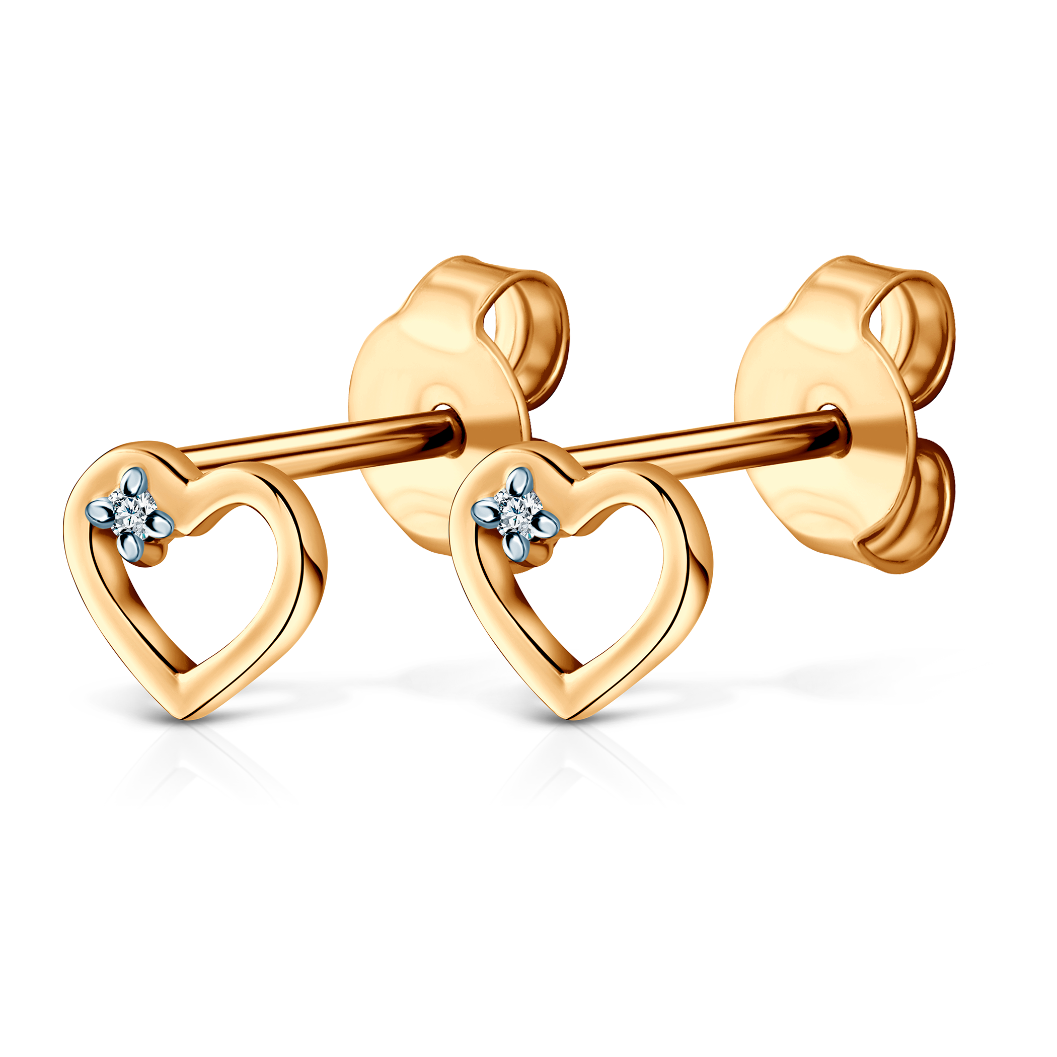 Kolczyki serce Savicki: złota, diament - 3