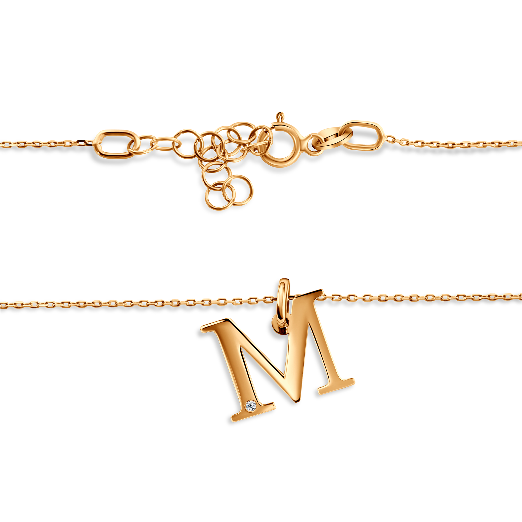 Kette Savicki Buchstabe M: Gold, Diamant