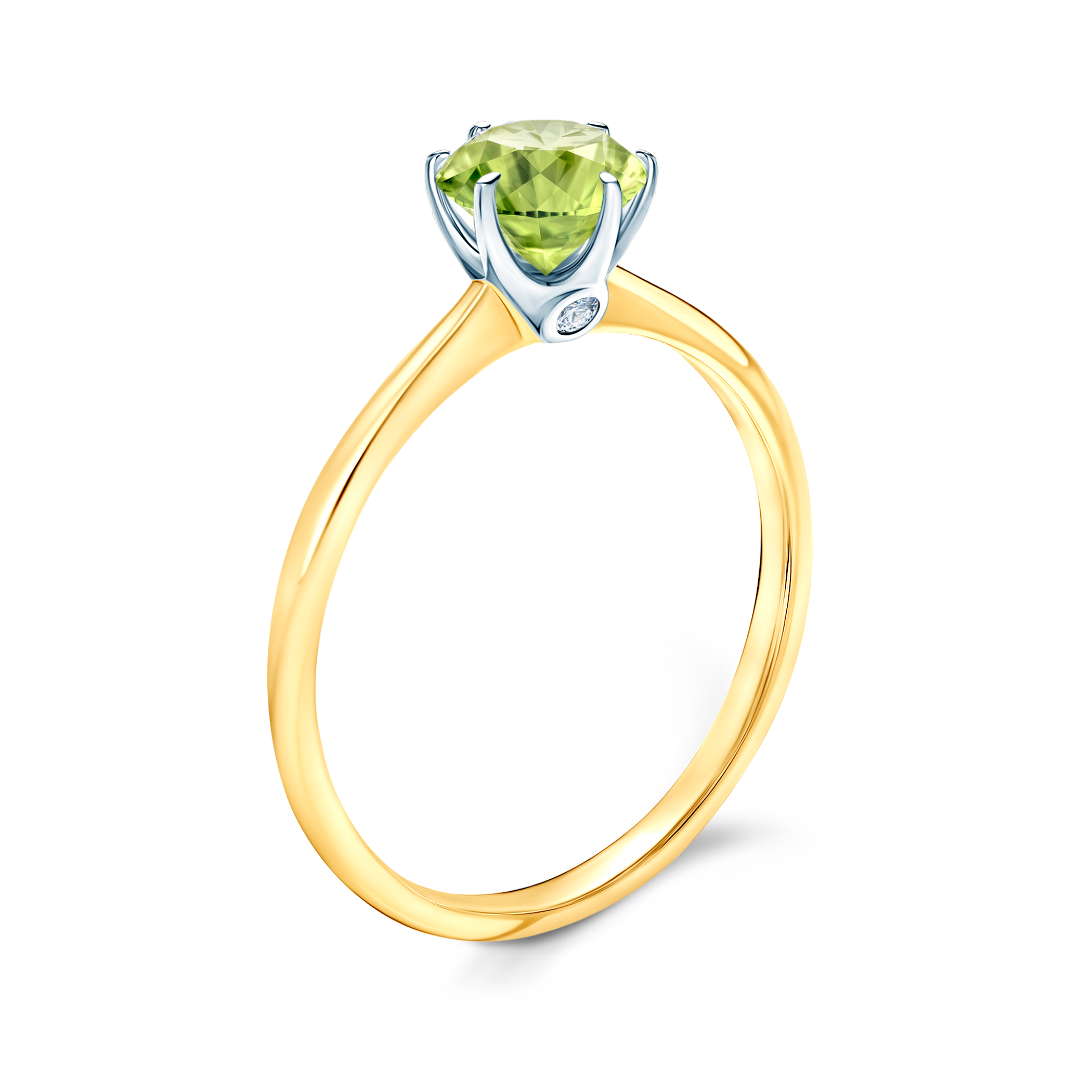 Pierścionek zaręczynowy The Journey: dwukolorowe złoto, oliwin