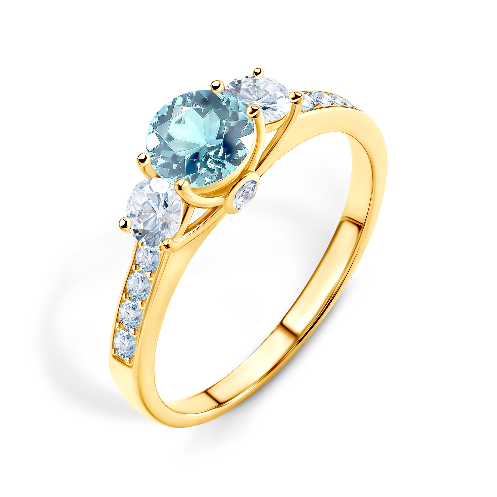 Pierścionek zaręczynowy Dream: złoty, akwamaryn