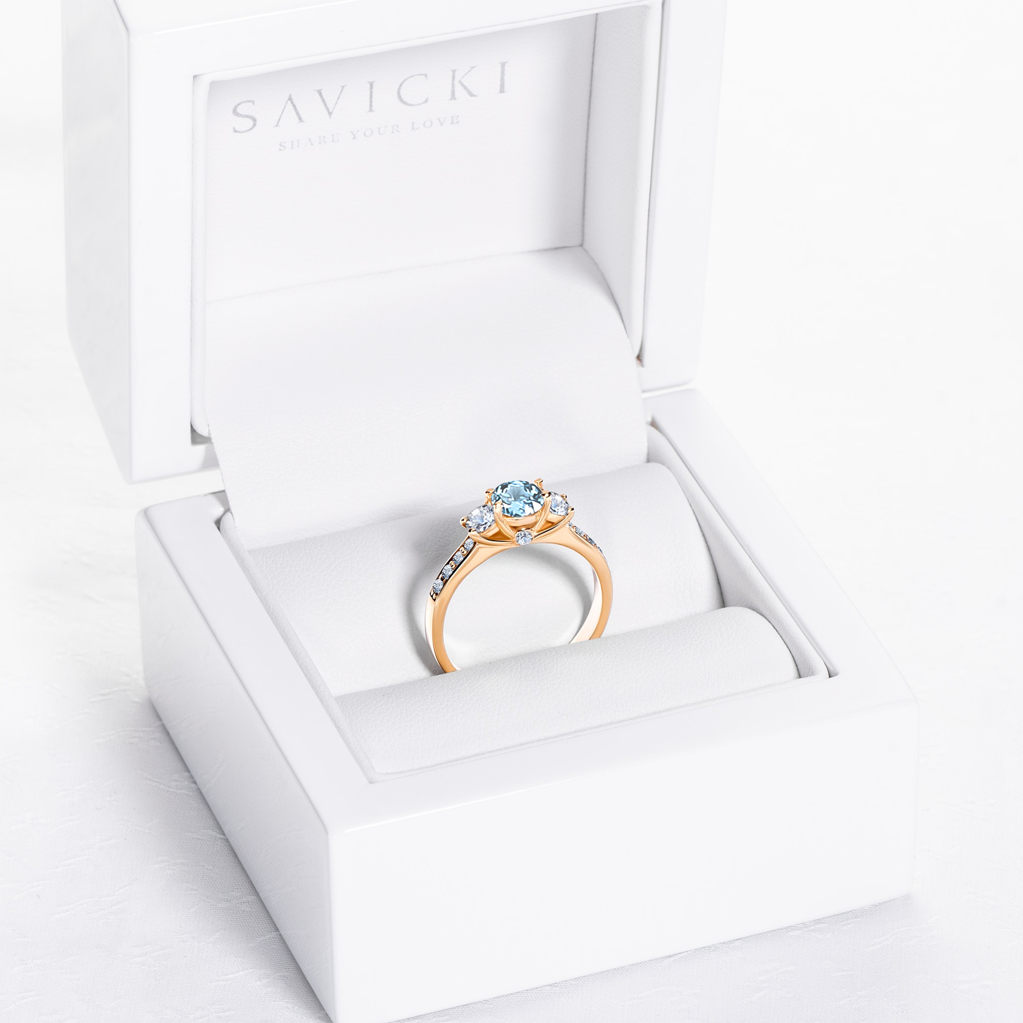 Pierścionek zaręczynowy Dream: złoty, akwamaryn