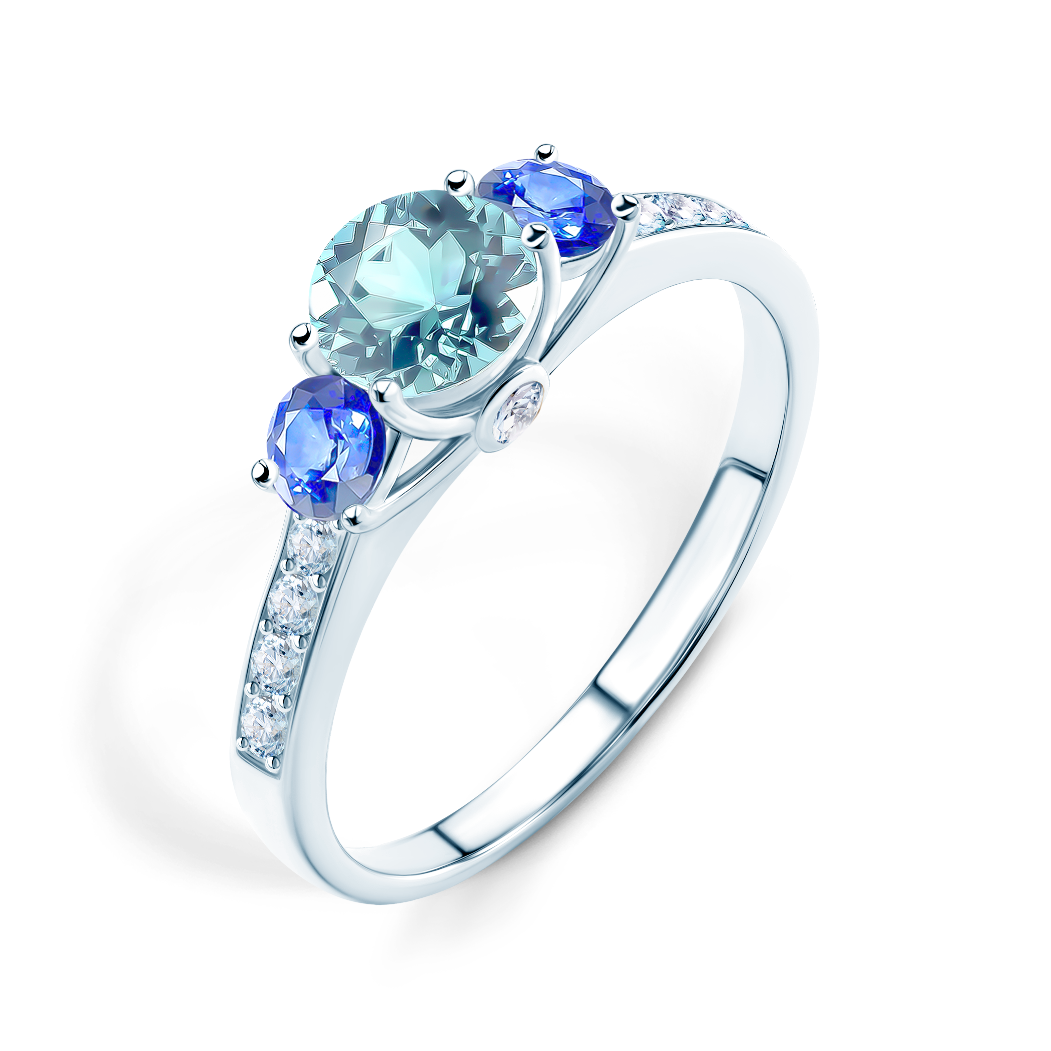 Verlobungsring Dream: Weißgold, Aquamarin