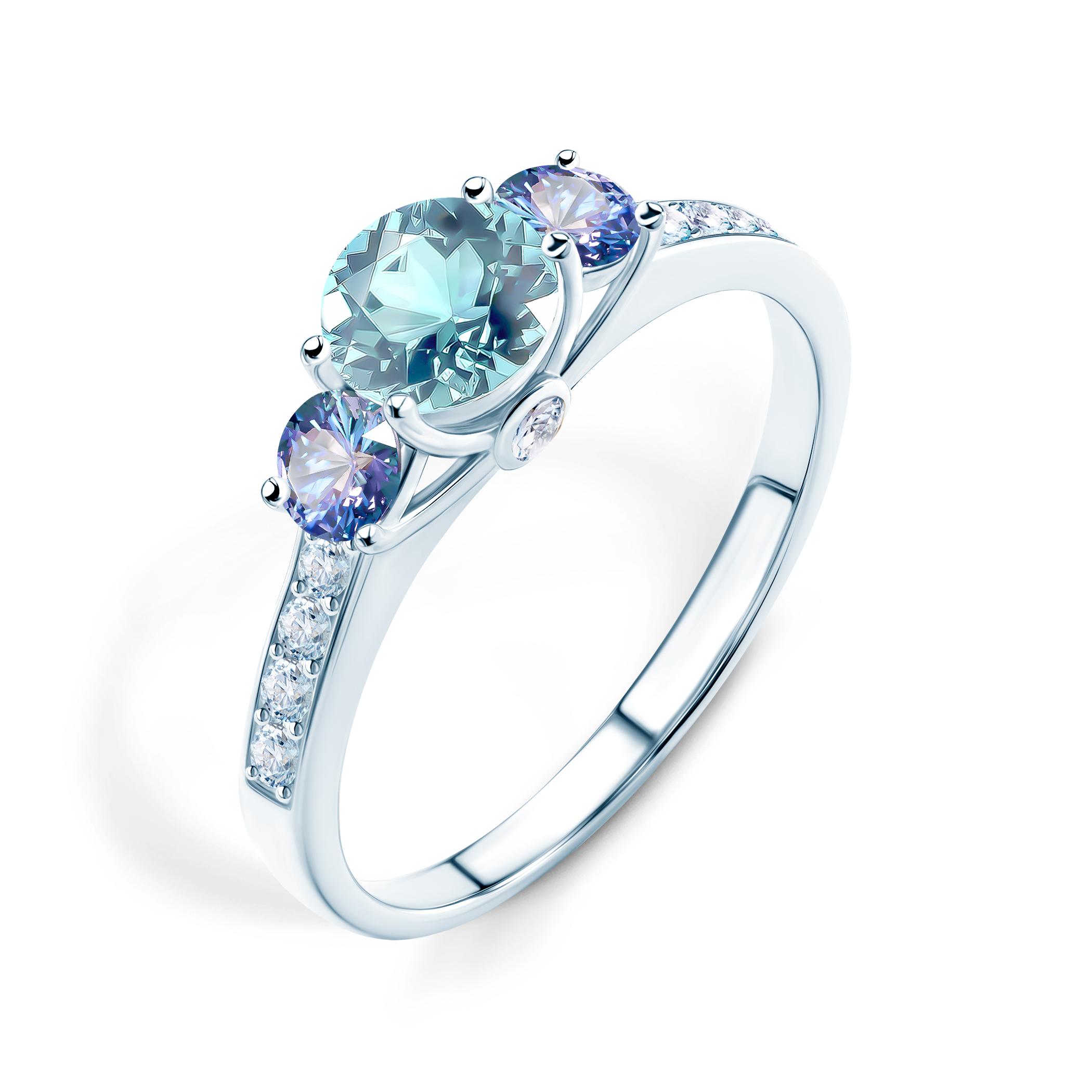 Pierścionek zaręczynowy Dream: białe złoto, akwamaryn