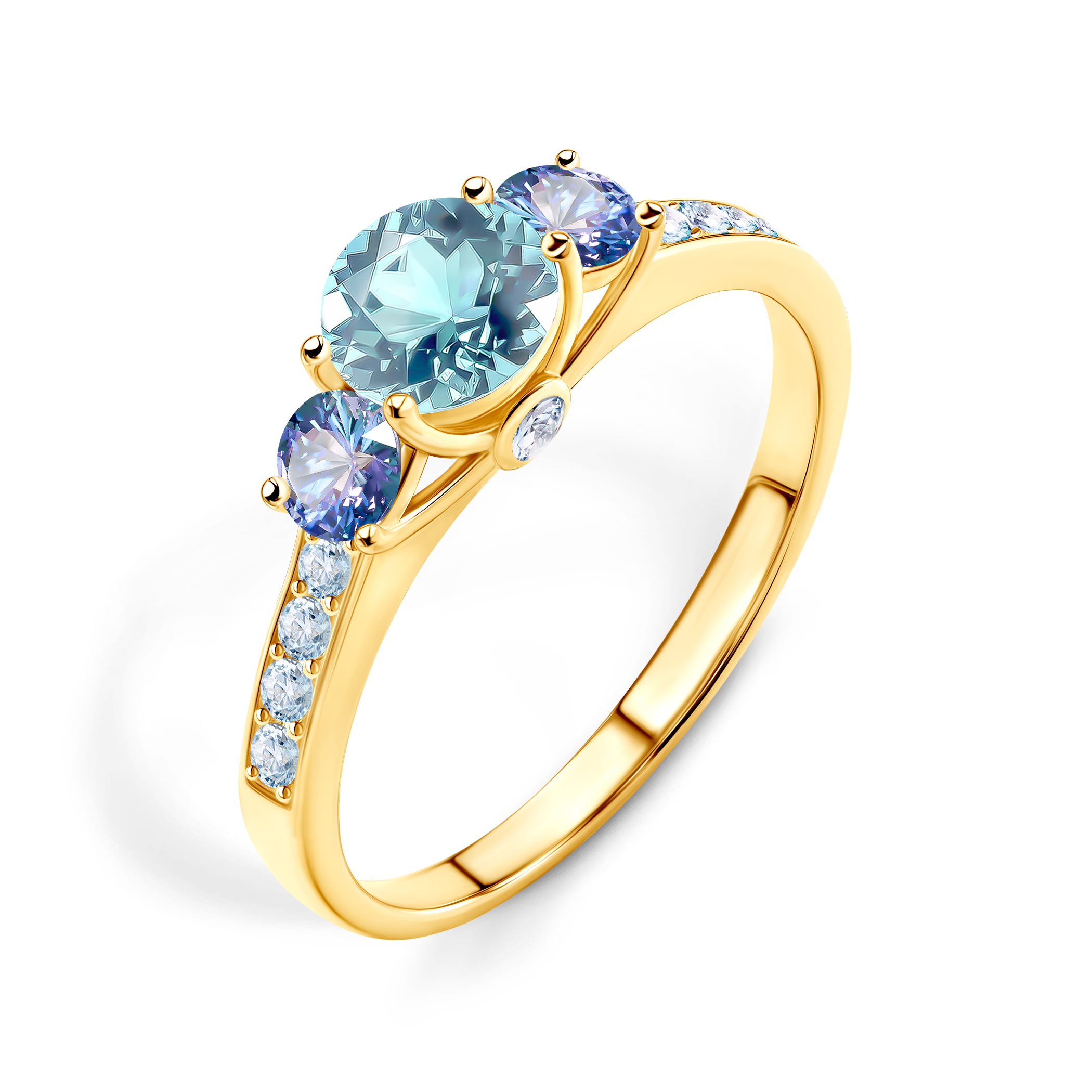 Pierścionek zaręczynowy Dream: złoty, akwamaryn