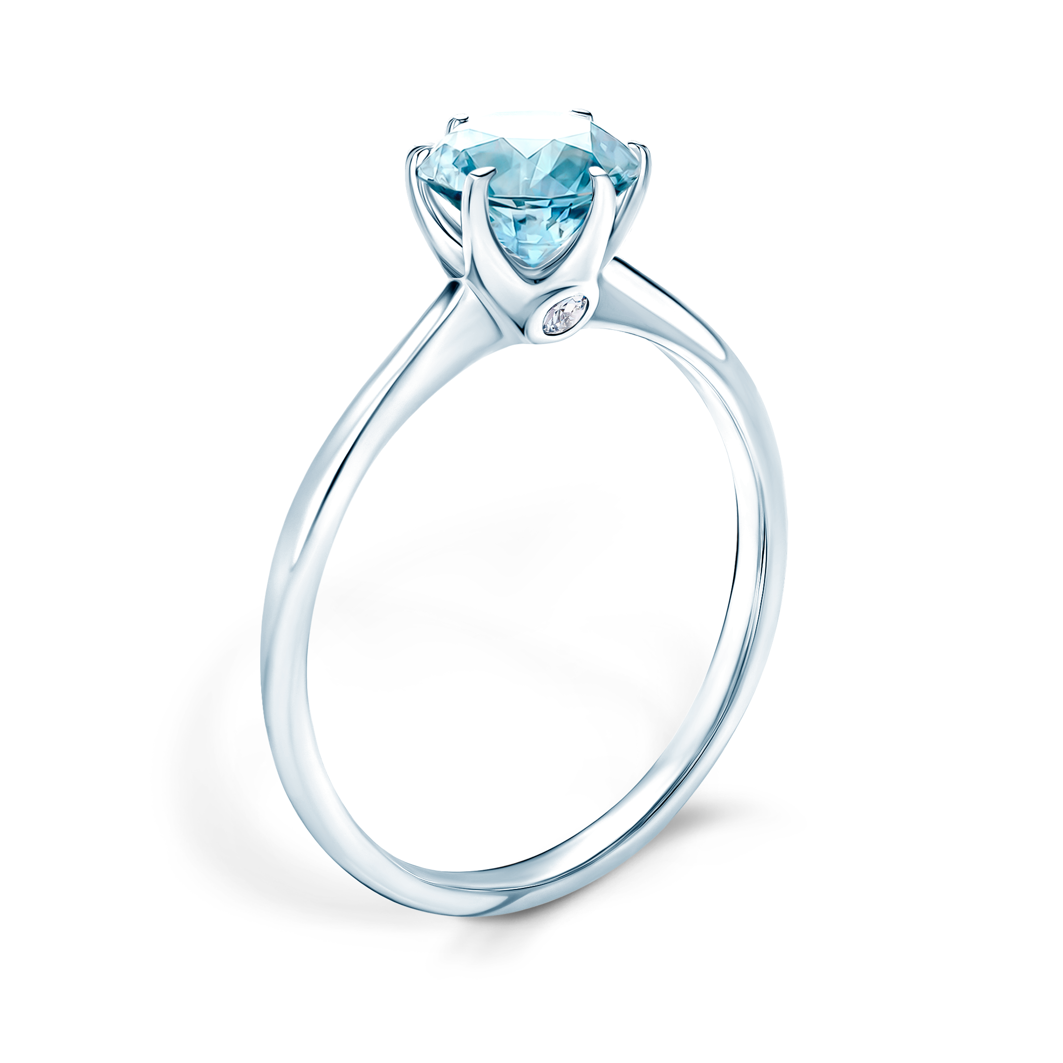 Pierścionek zaręczynowy The Journey: białe złoto, akwamaryn