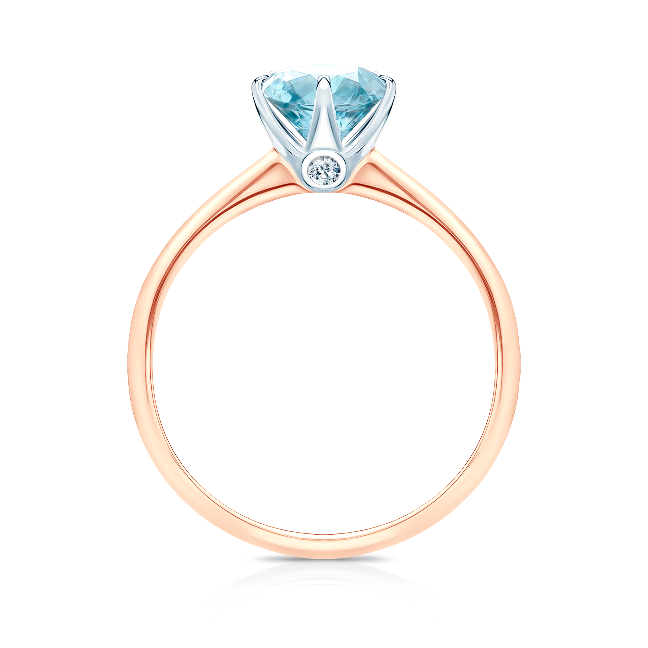 Verlobungsring The Journey: Zweifarbiges Gold, Aquamarin