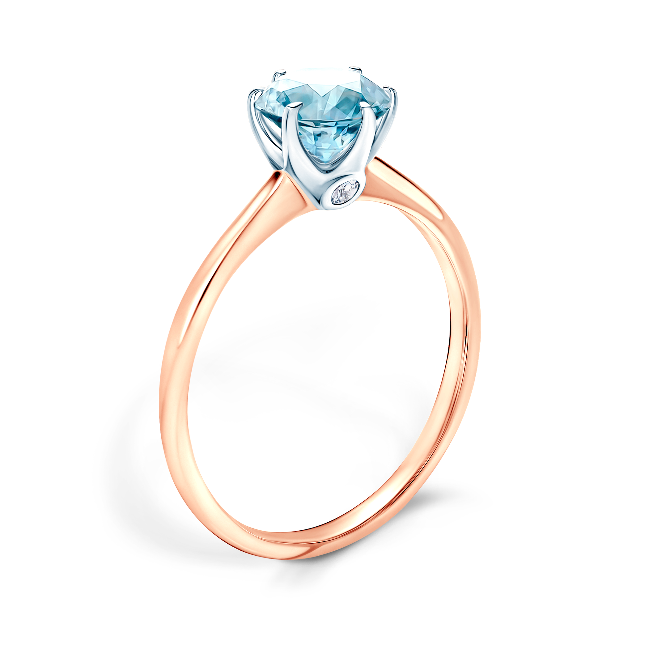 Verlobungsring The Journey: Zweifarbiges Gold, Aquamarin