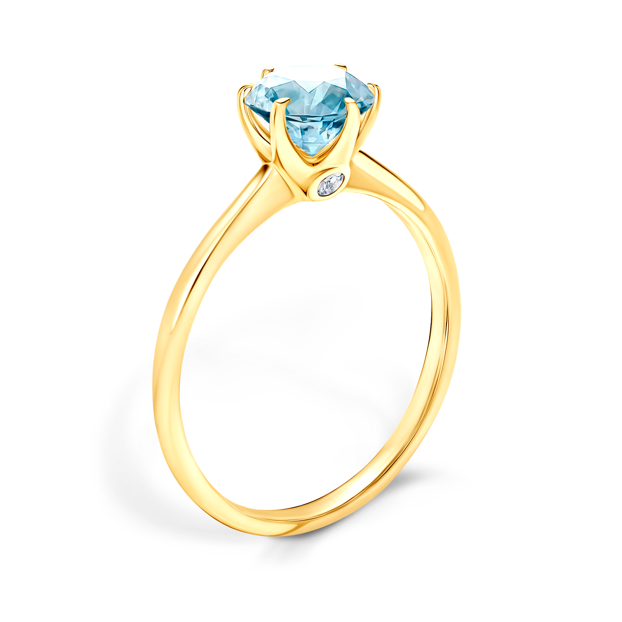 Pierścionek zaręczynowy The Journey: złoty, akwamaryn