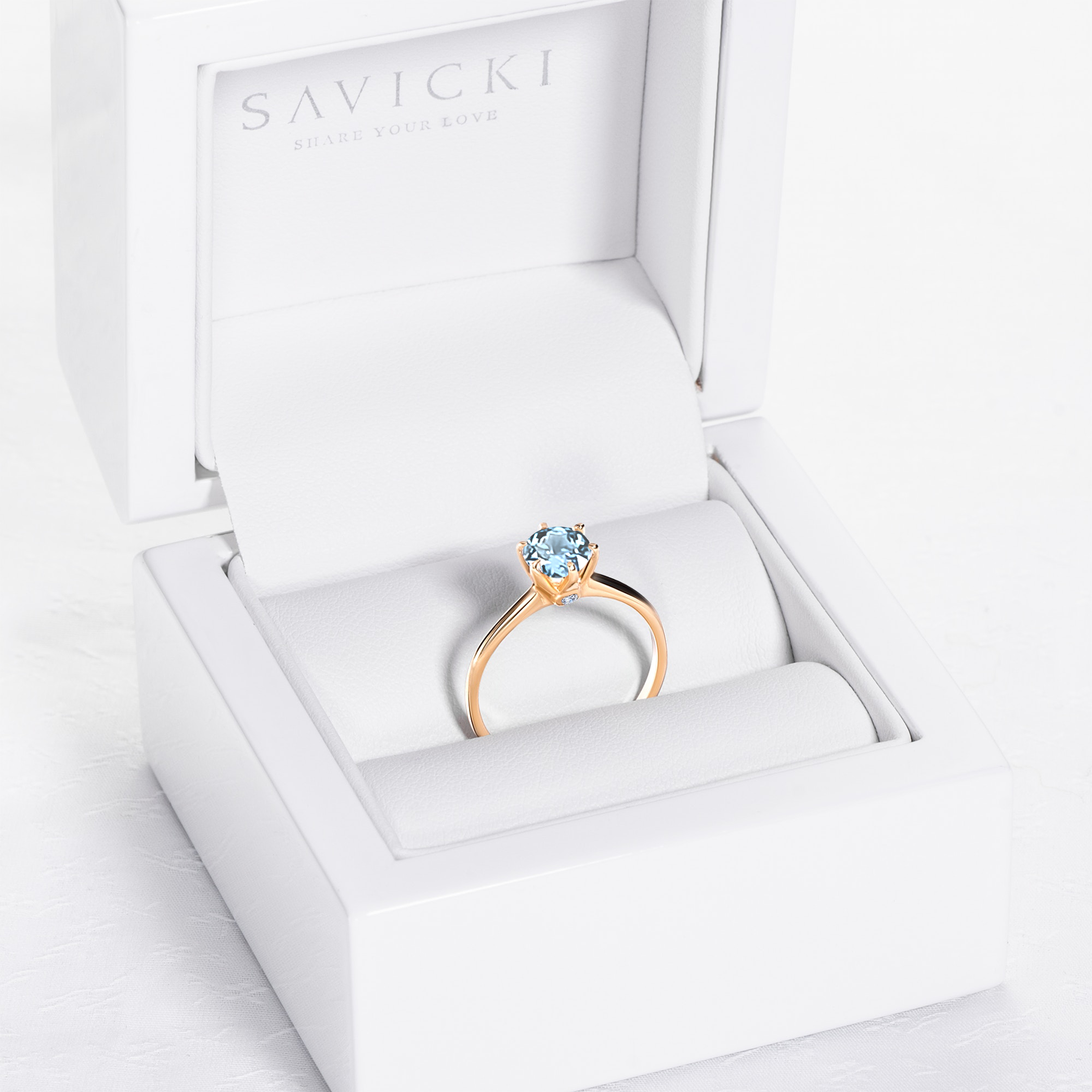 Pierścionek zaręczynowy The Journey: złoty, akwamaryn