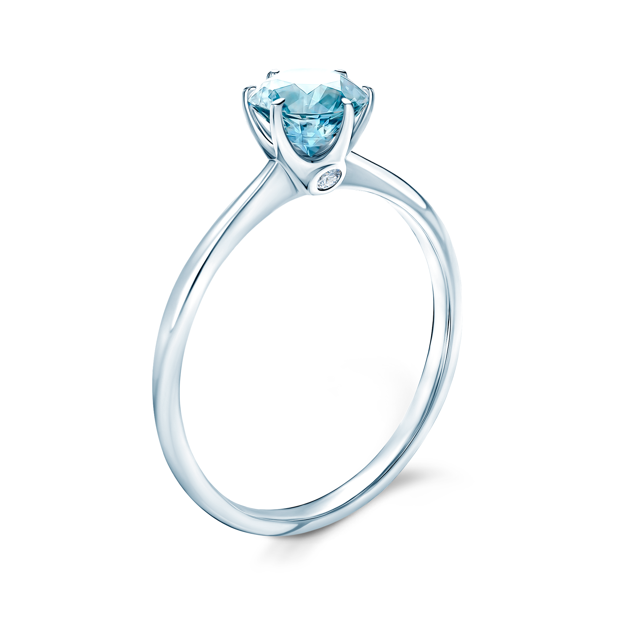 Pierścionek zaręczynowy The Journey: białe złoto, akwamaryn