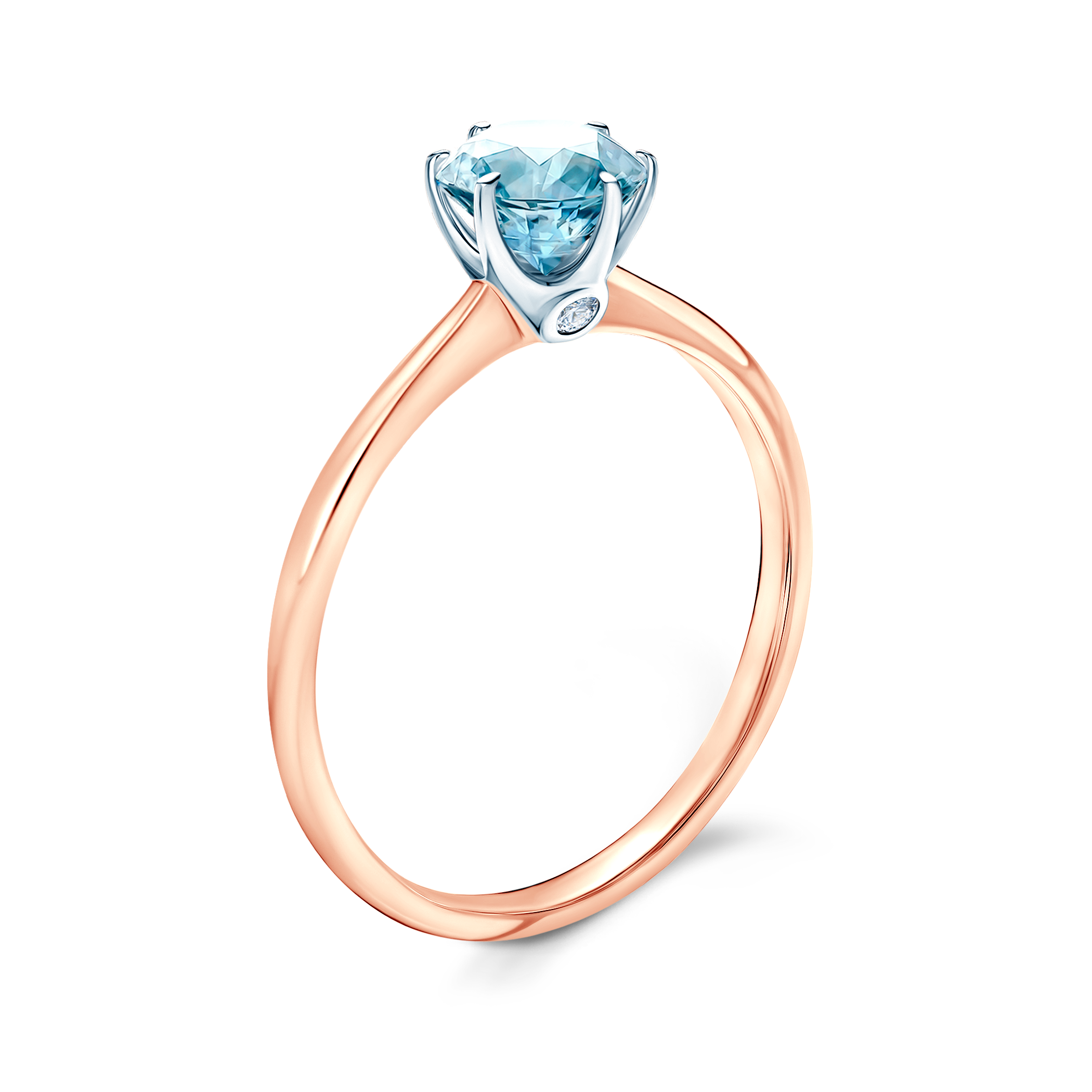 Verlobungsring The Journey: Zweifarbiges Gold, Aquamarin