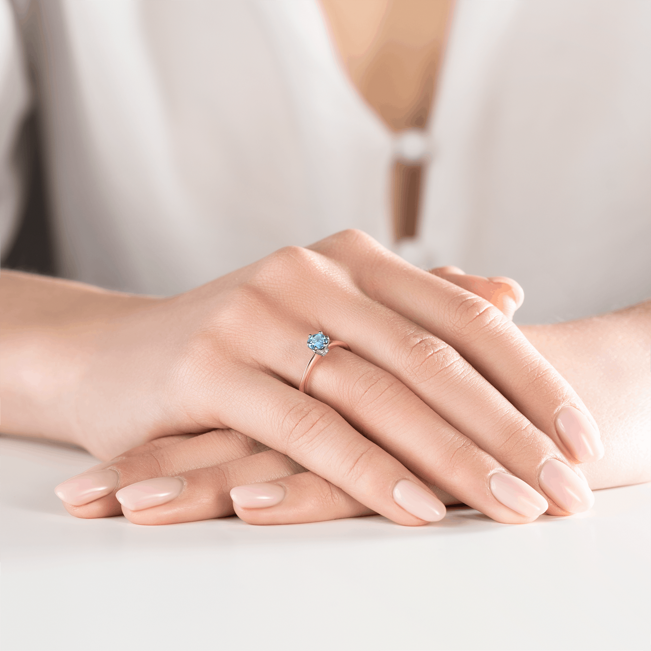 Verlobungsring The Journey: Zweifarbiges Gold, Aquamarin