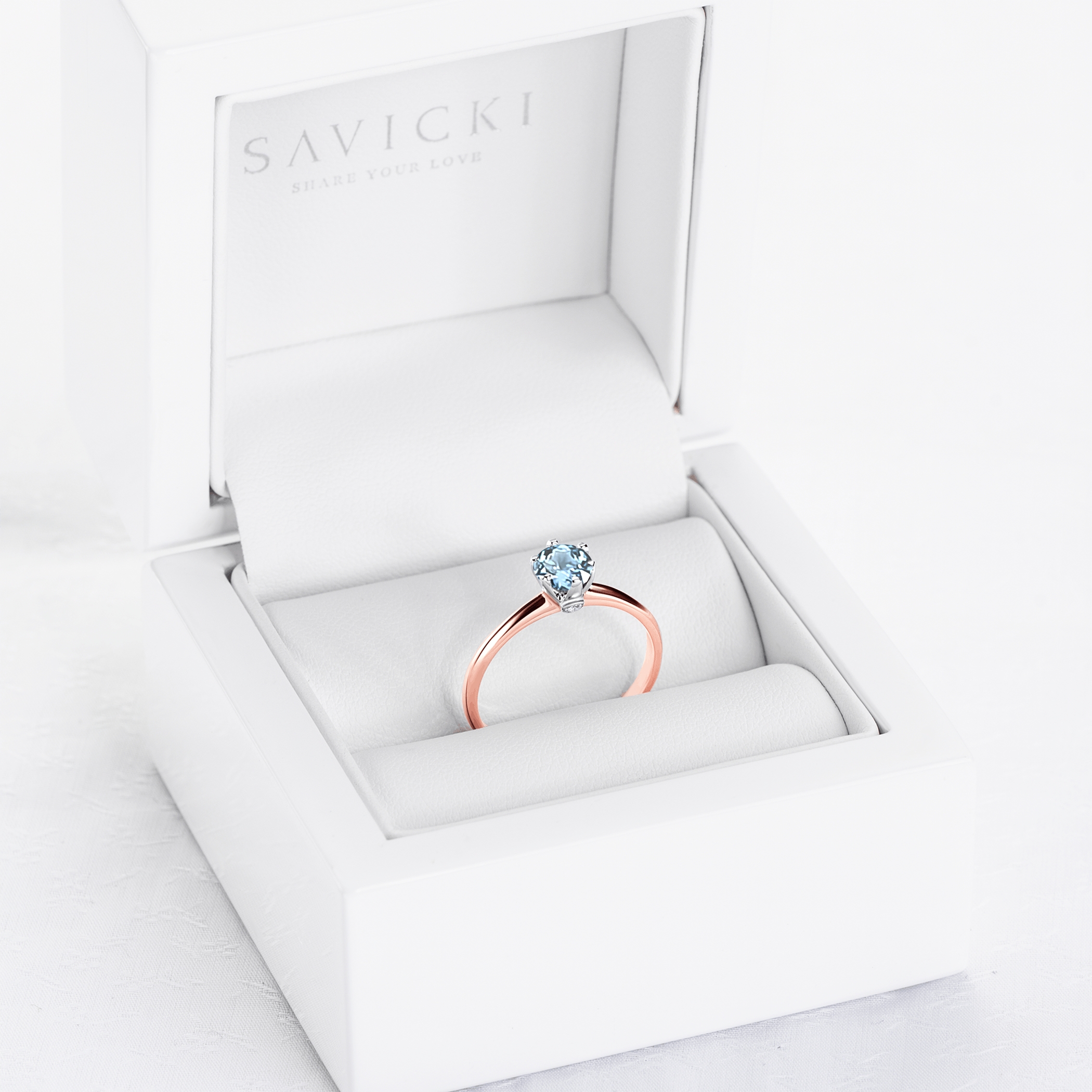 Verlobungsring The Journey: Zweifarbiges Gold, Aquamarin