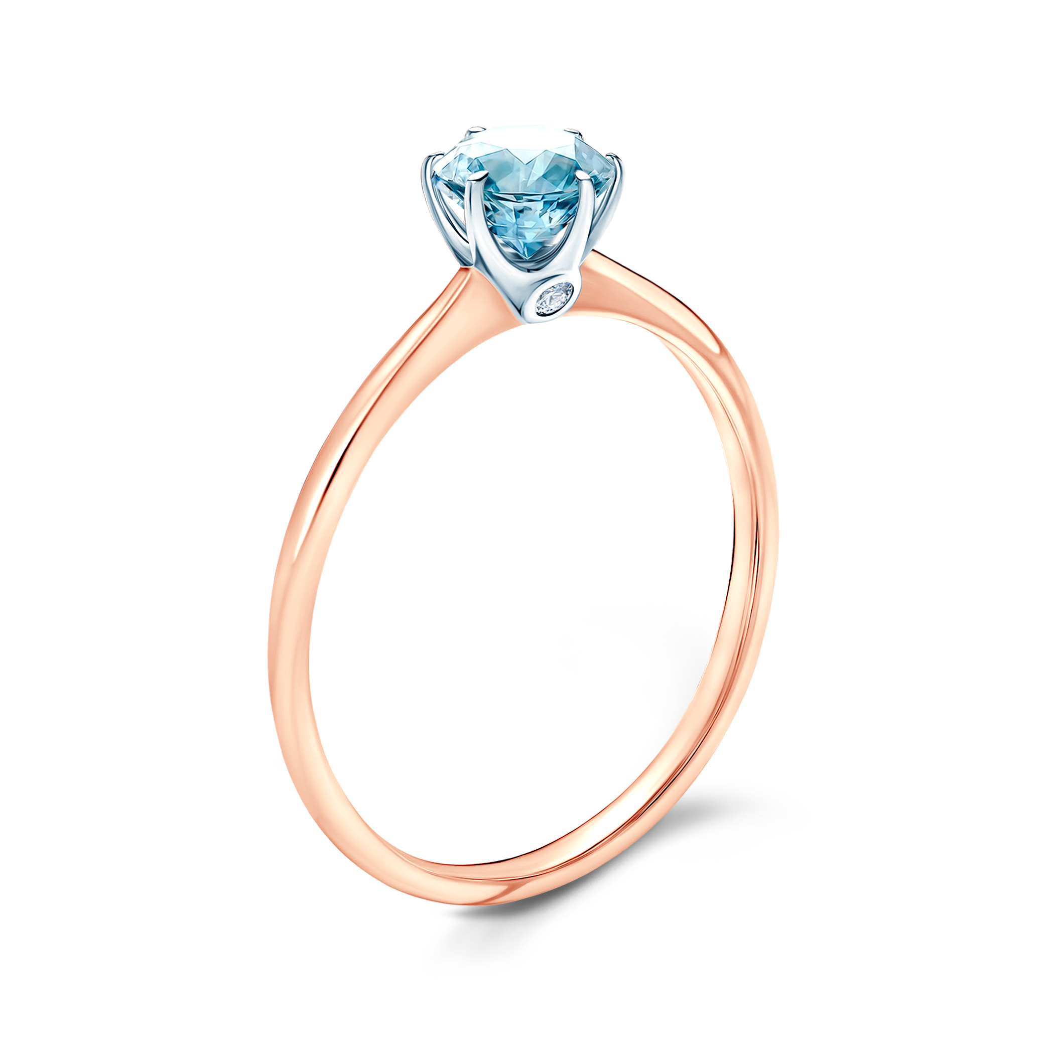 Pierścionek zaręczynowy The Journey: dwukolorowe złoto, akwamaryn - 5