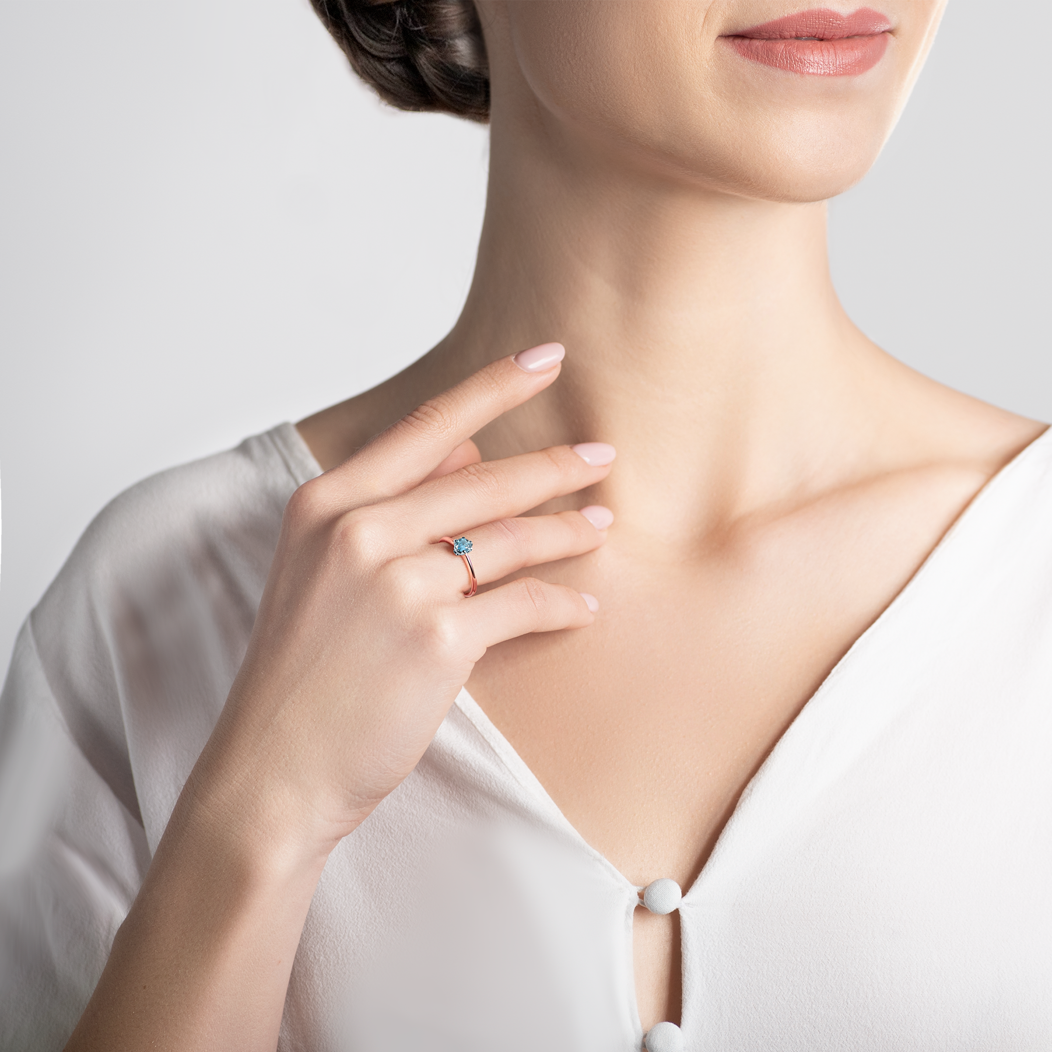 Pierścionek zaręczynowy The Journey: dwukolorowe złoto, akwamaryn - 7