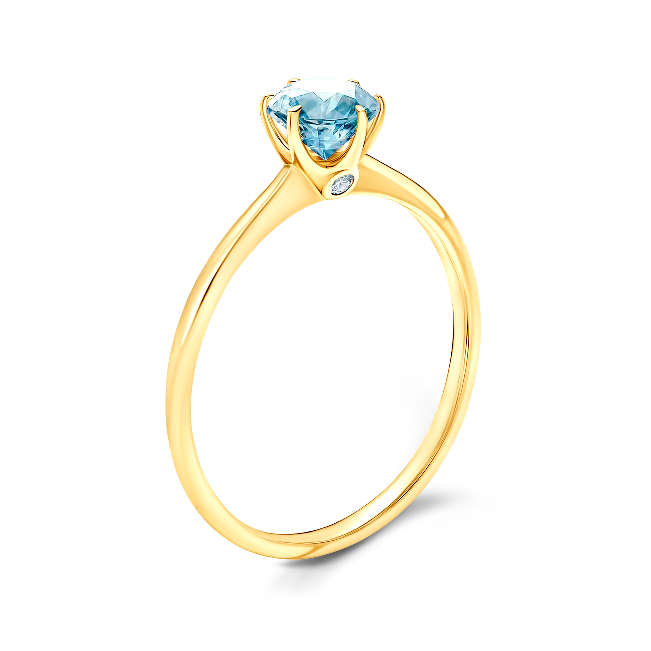 Pierścionek zaręczynowy The Journey: złoty, akwamaryn