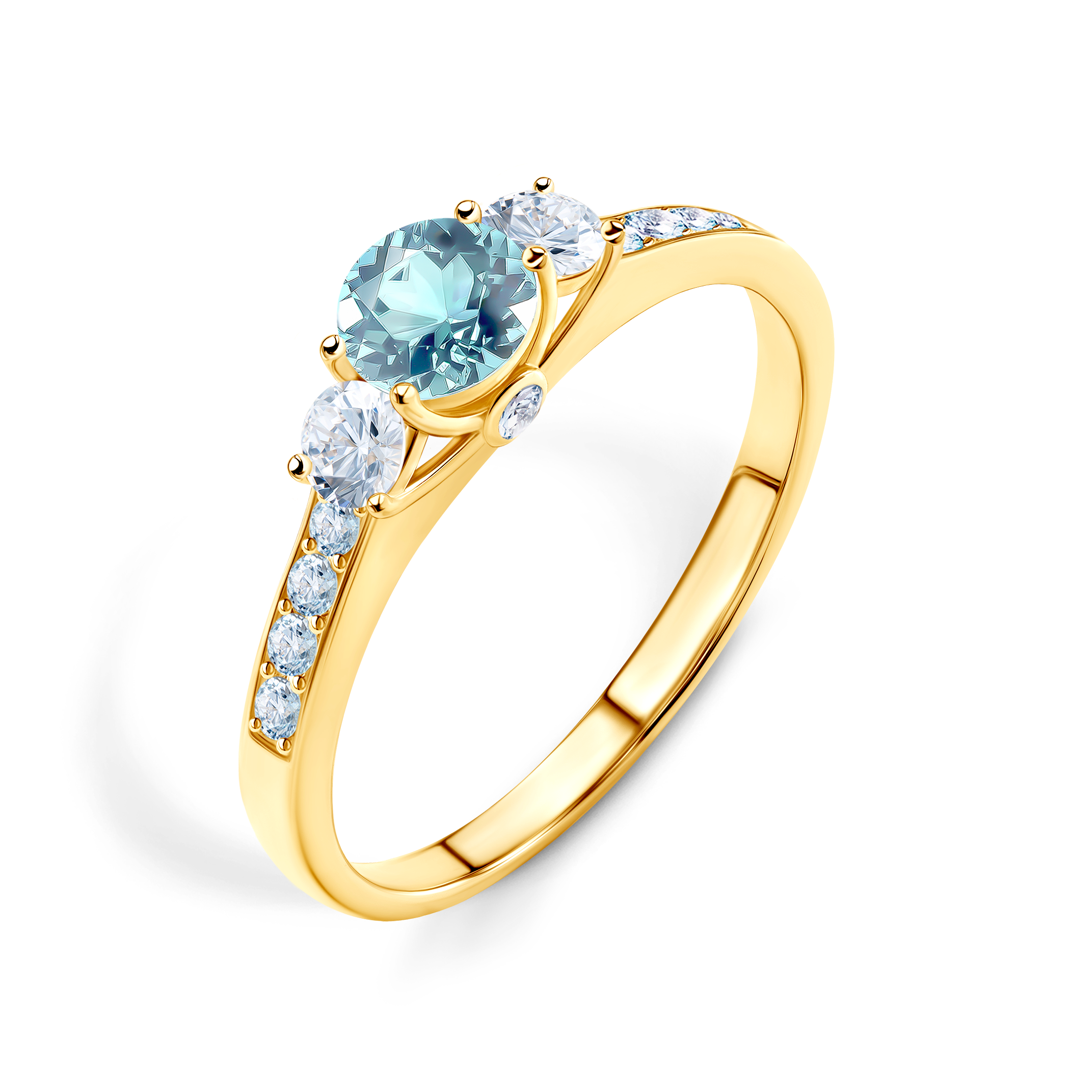 Pierścionek zaręczynowy Dream: złoty, akwamaryn