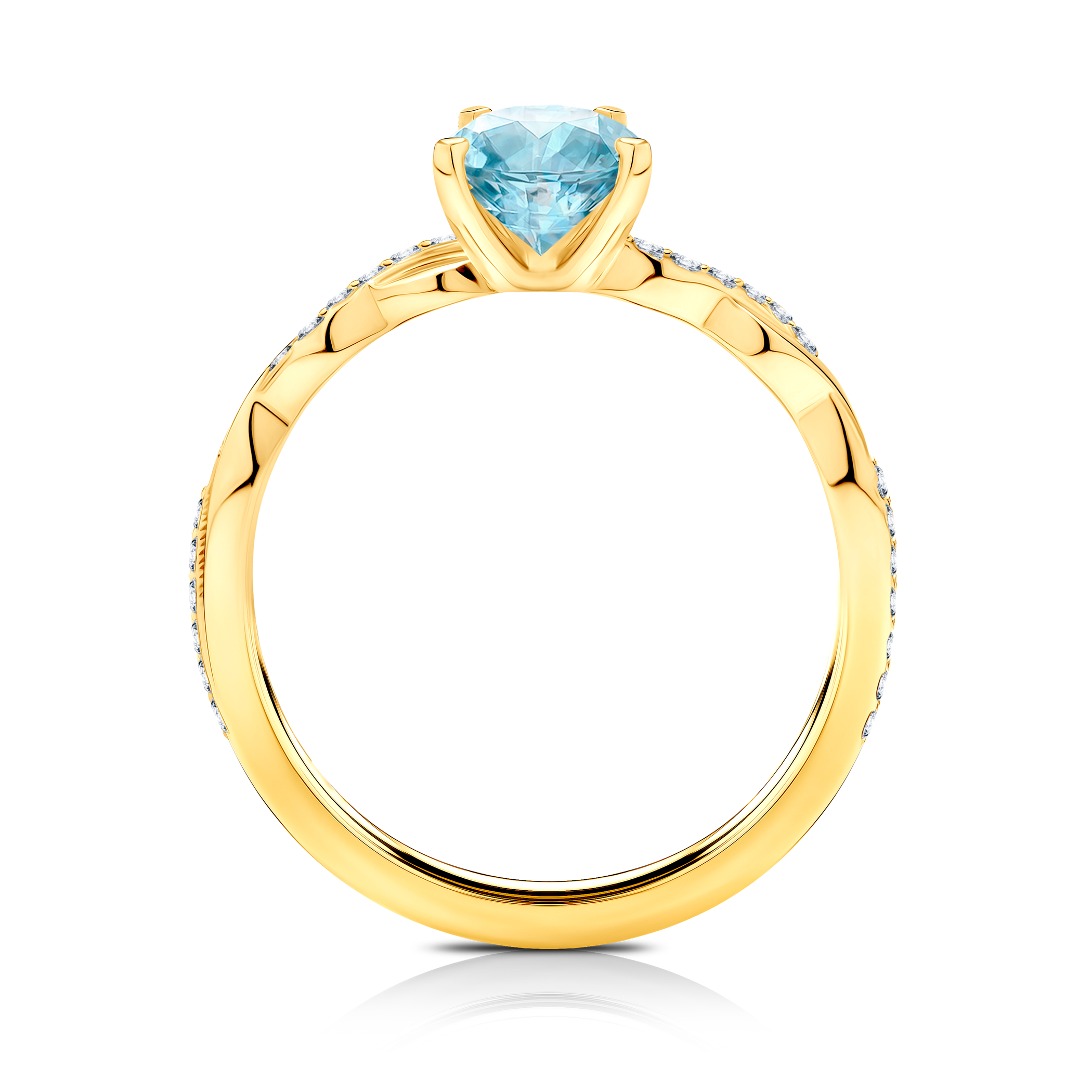 Pierścionek zaręczynowy SAVICKI: złoty, akwamaryn