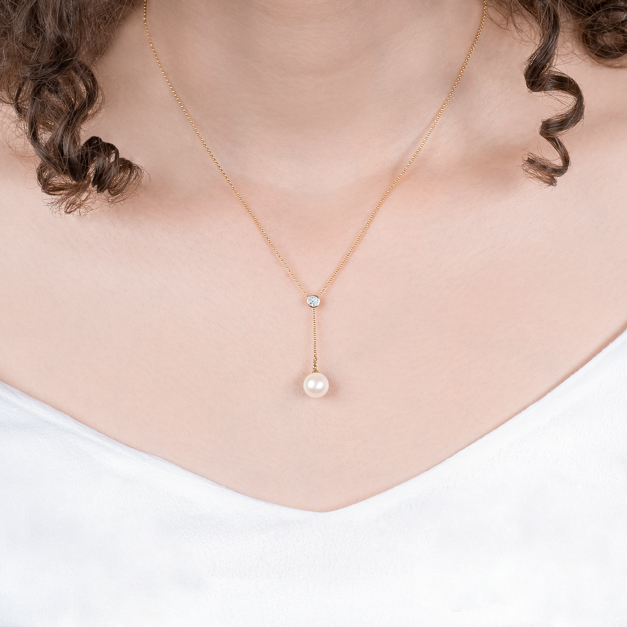 Kette Savicki Kugel: Gold, Perle, Diamanten